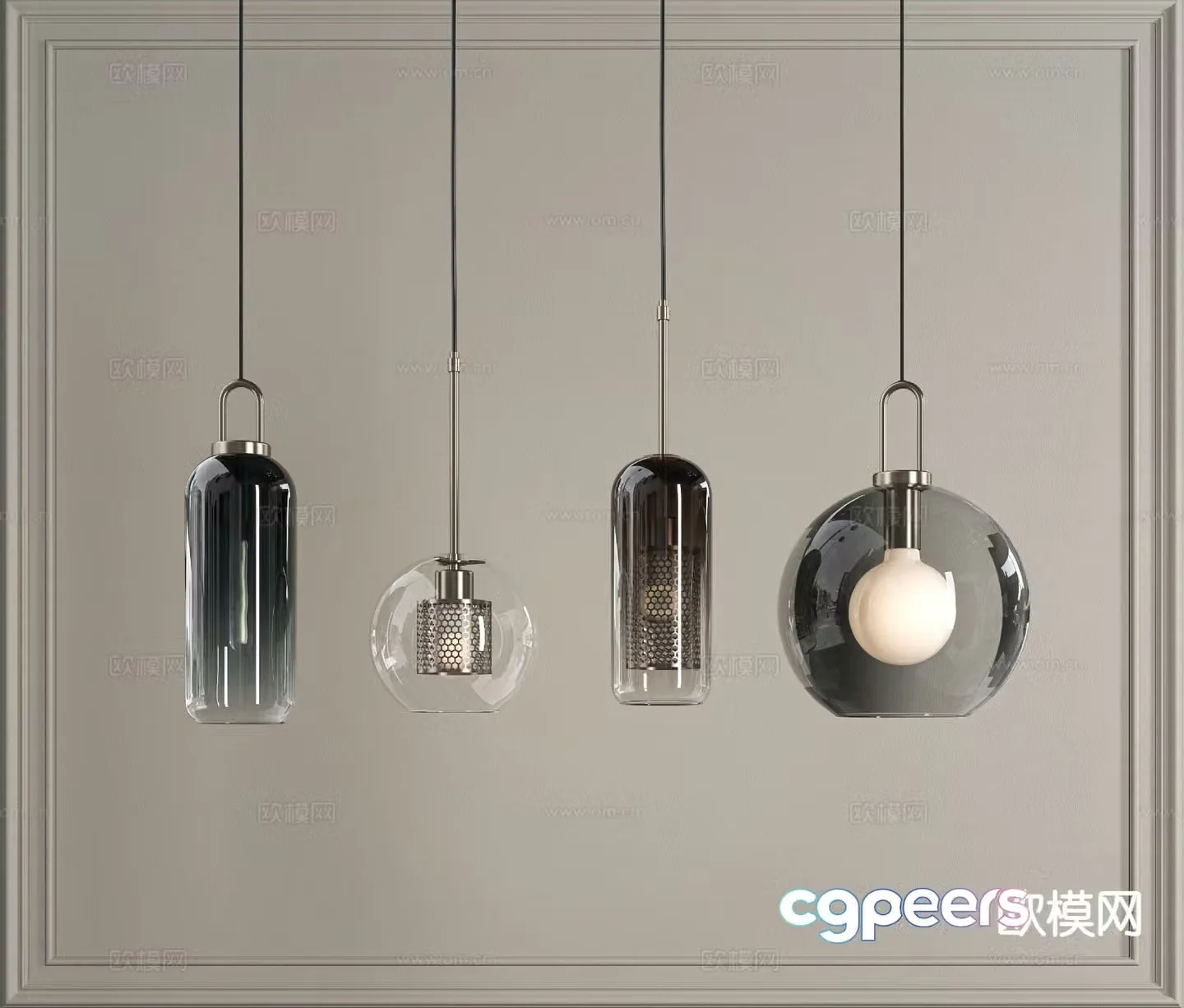 Modern glass chandelier 3d model