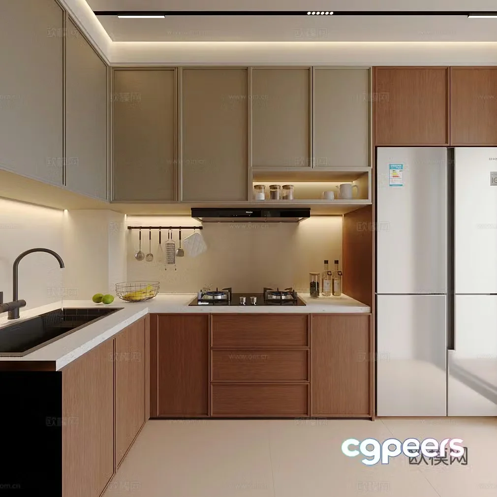 Modern medieval closed kitchen medieval style kitchen u-shaped kitchen l-shaped kitchen kitchen supplies 3D model