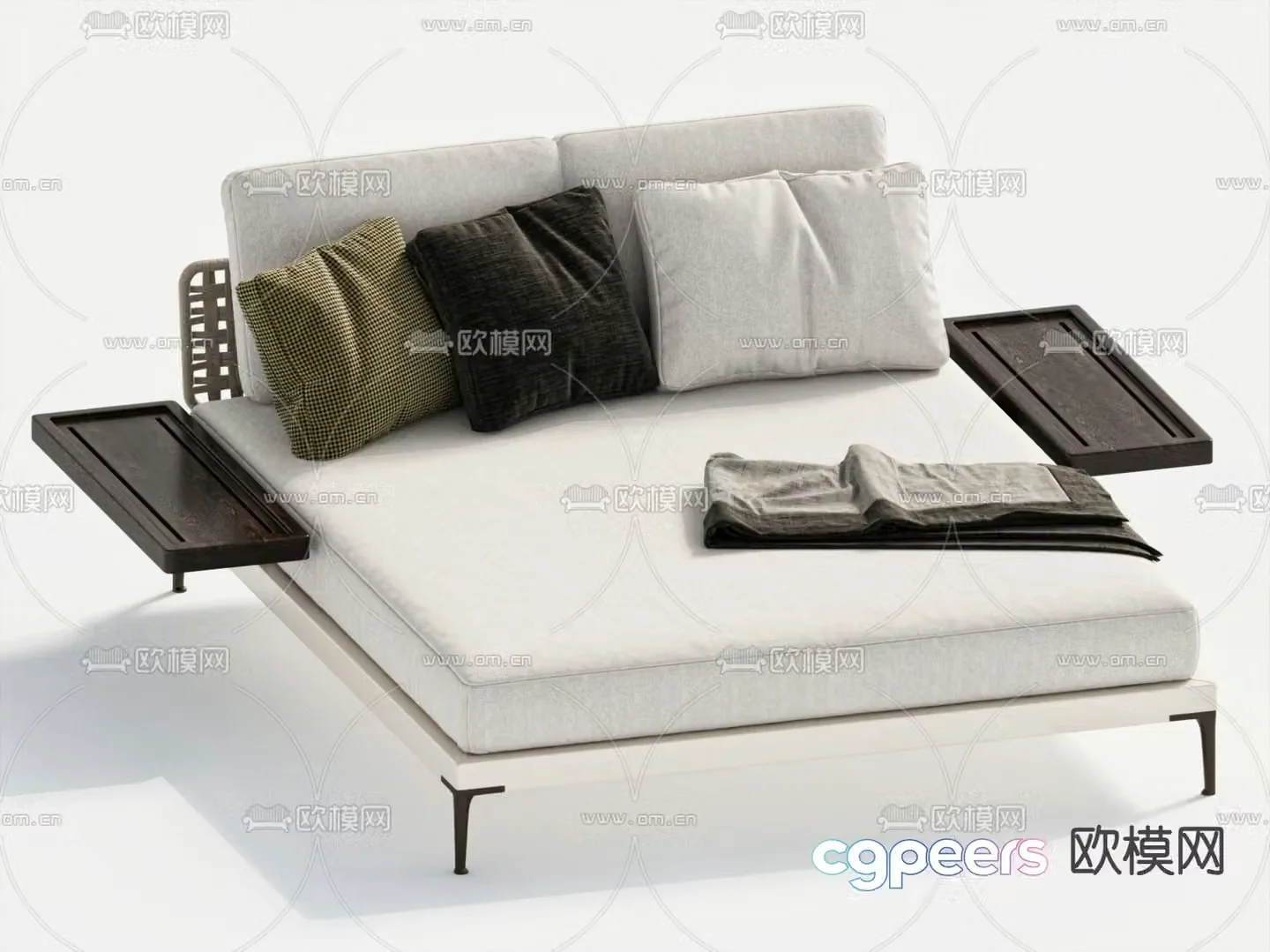 Fabric double bed 3d model