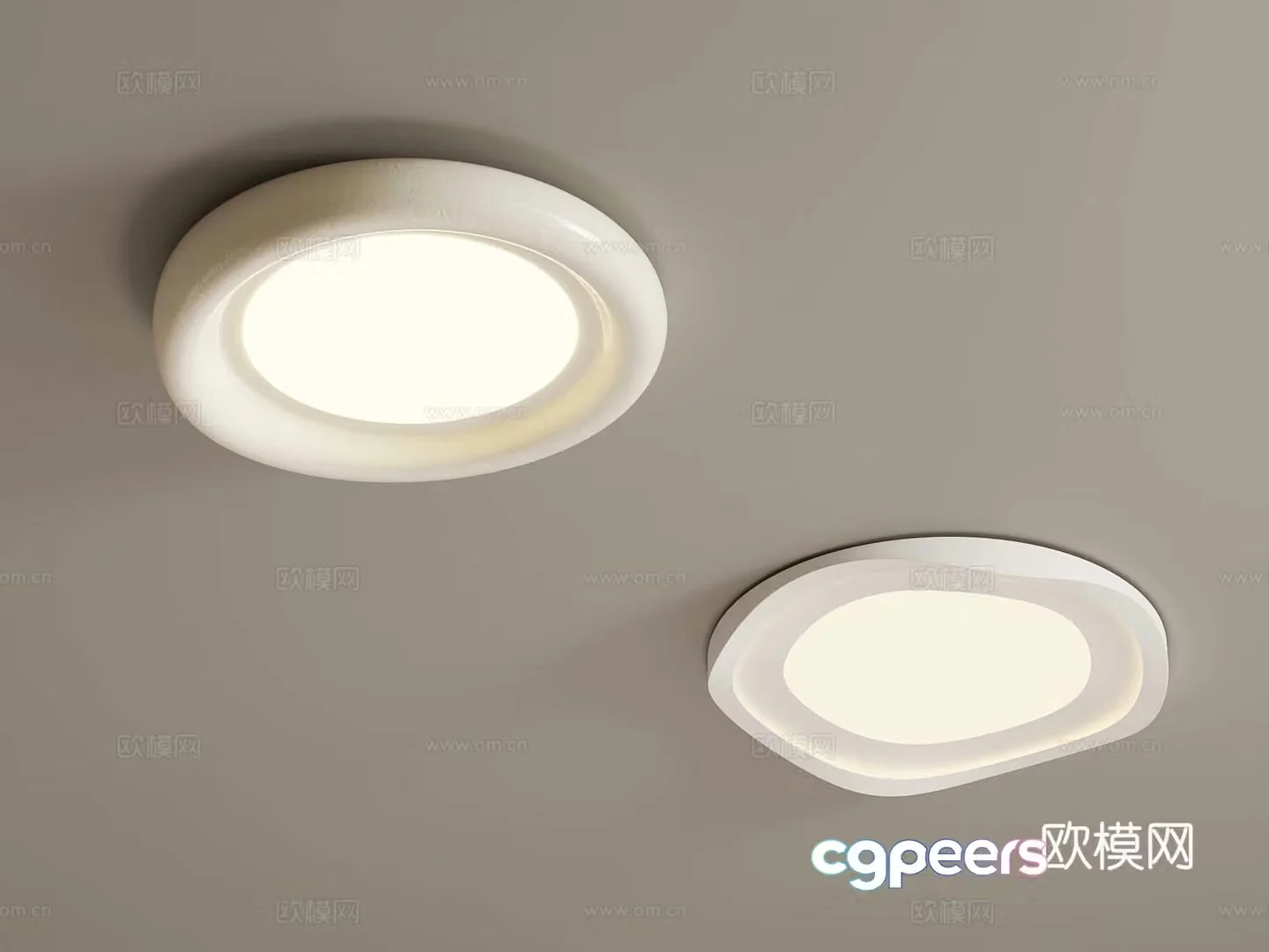 Modern Cream Ceiling Light 3D Model