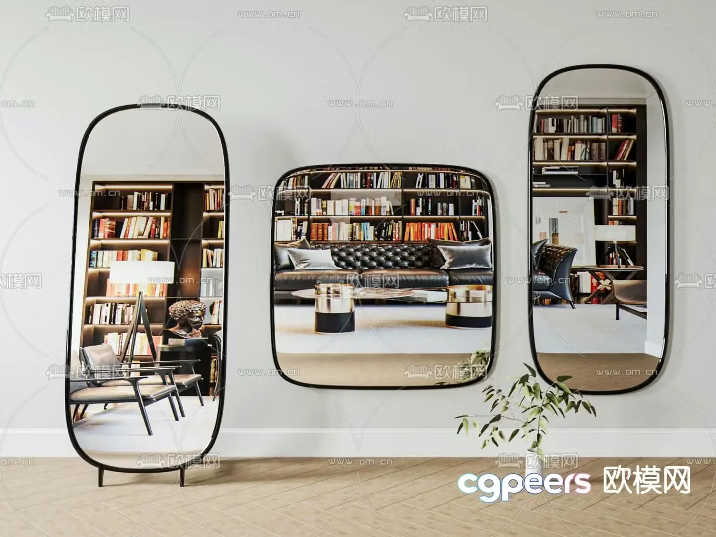 baxter wall mounted full length mirror 3d model