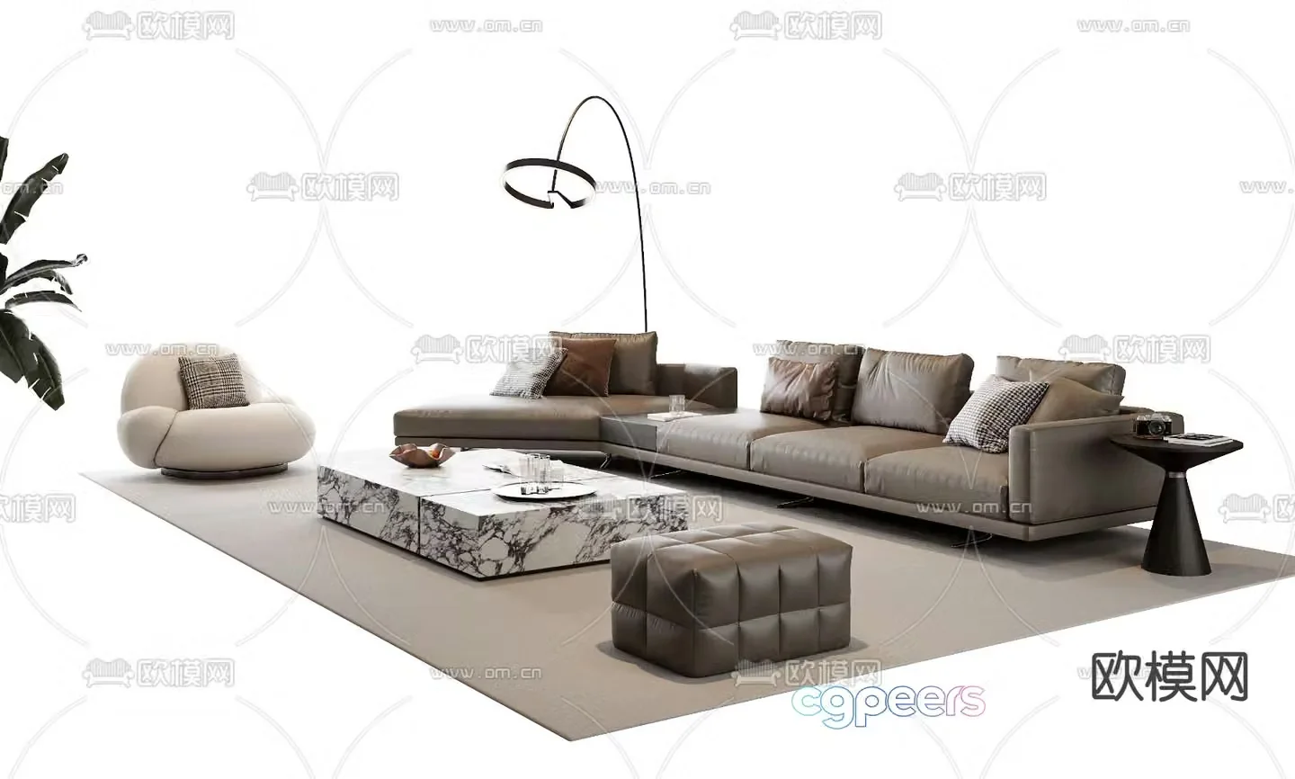 Italian sectional sofa 3d model