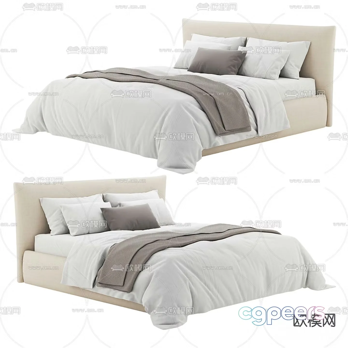 Modern double bed 3d model