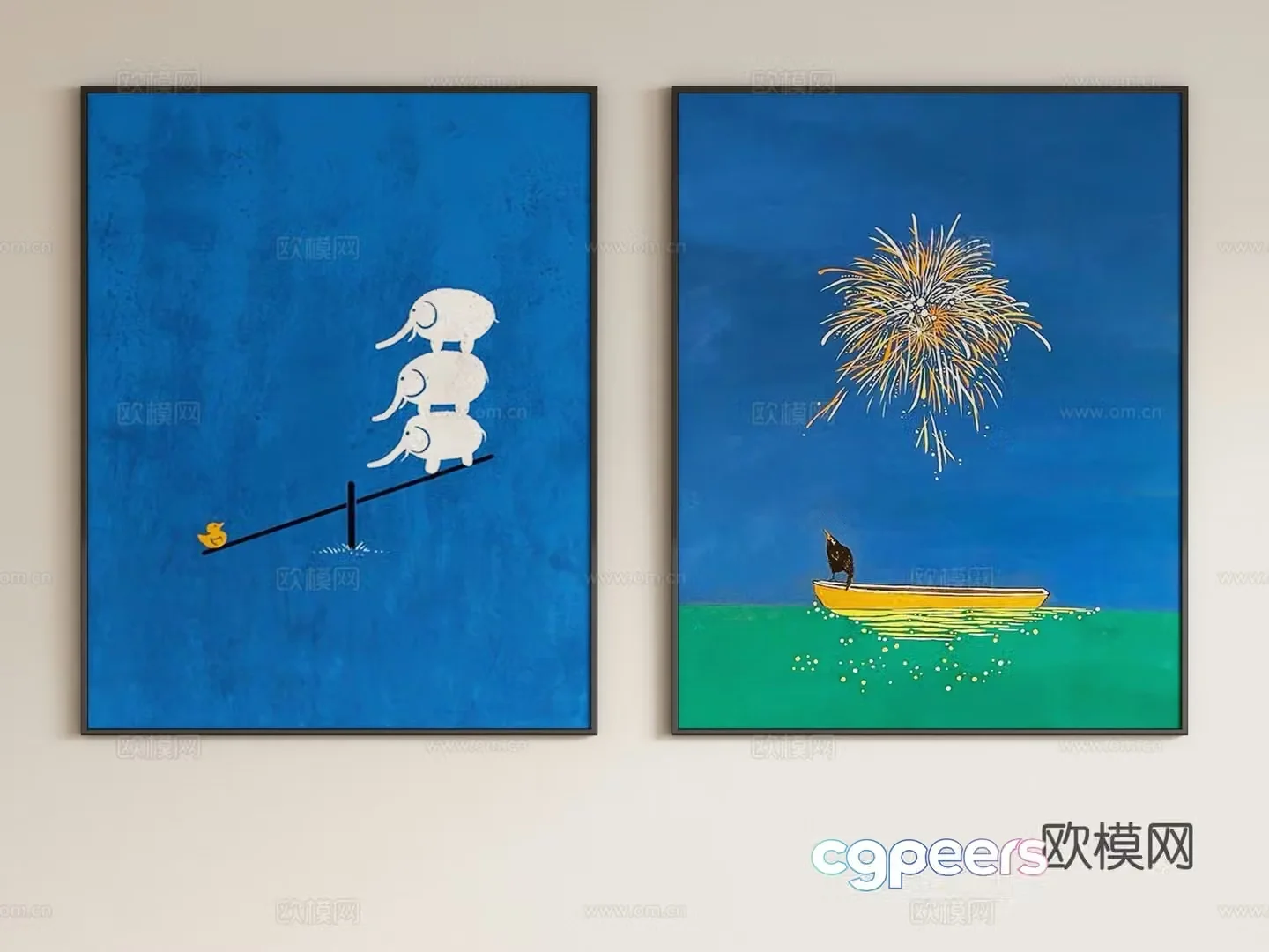 Modern cream style children’s decorative painting hanging painting 3d model
