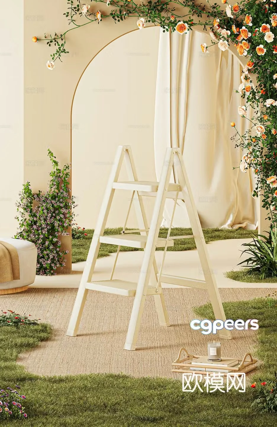 Modern ladder Flower stand 3D model