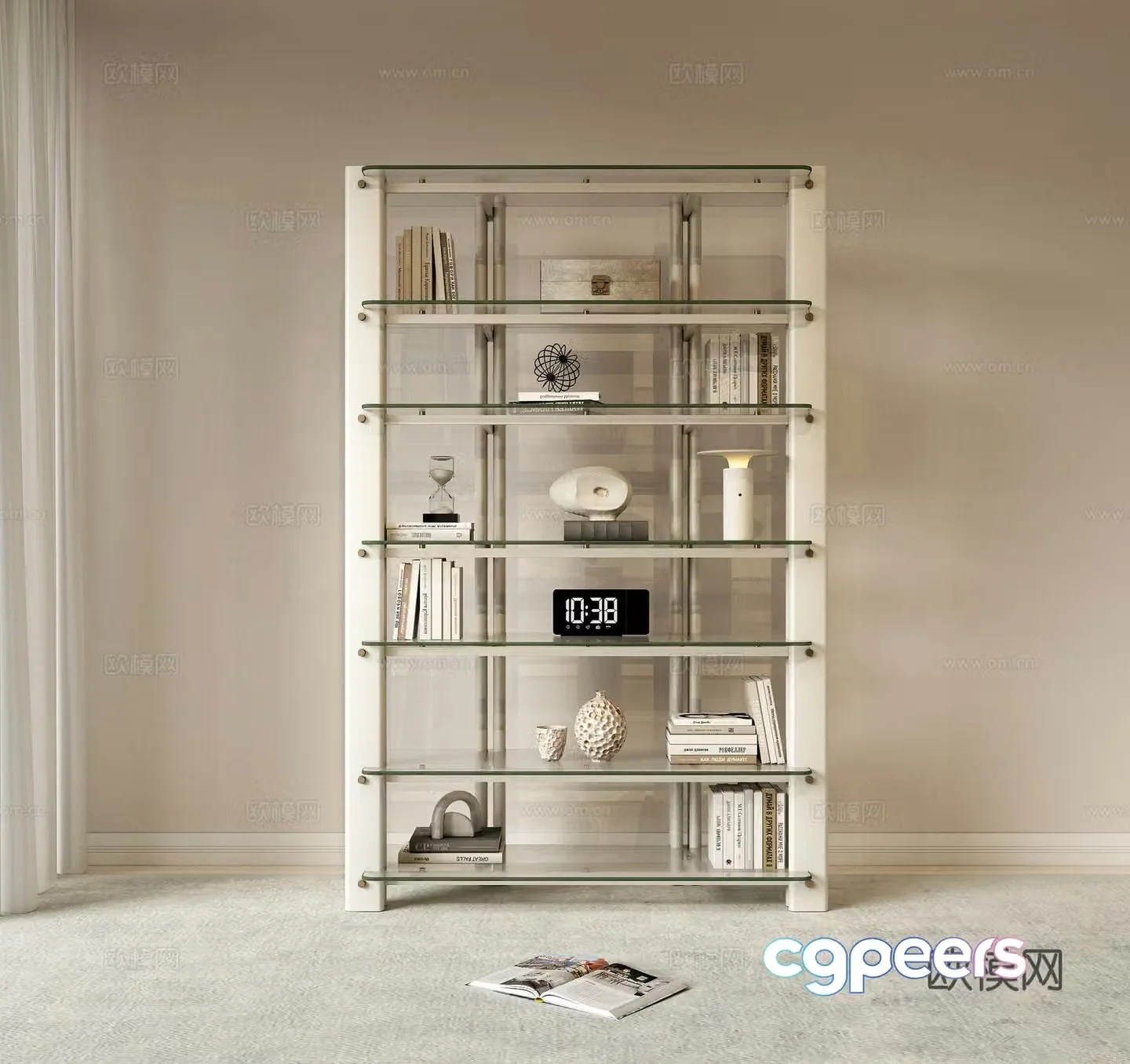 Modern Italian bookcase Bookshelf Decoration cabinet Storage shelf Entrance cabinet Living room bookcase Display cabinet 3D model