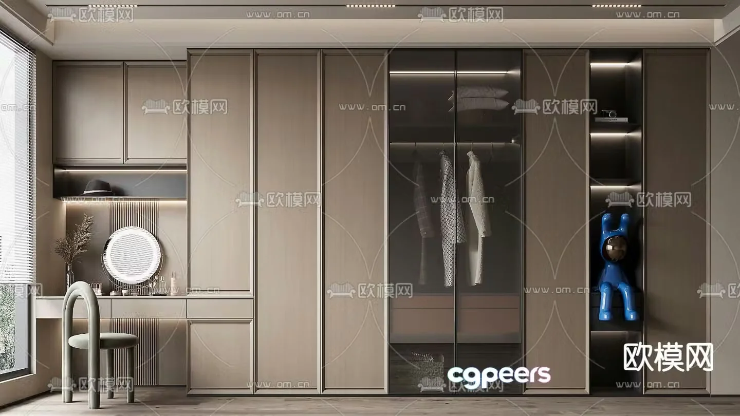 New Chinese style wardrobe wardrobe 3d model