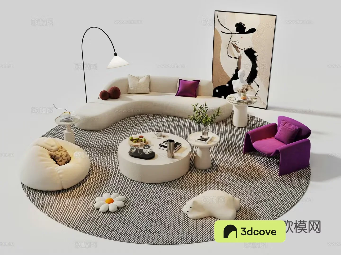 Modern cream sofa combination casual sofa internet celebrity sofa coffee table combination beauty salon sand