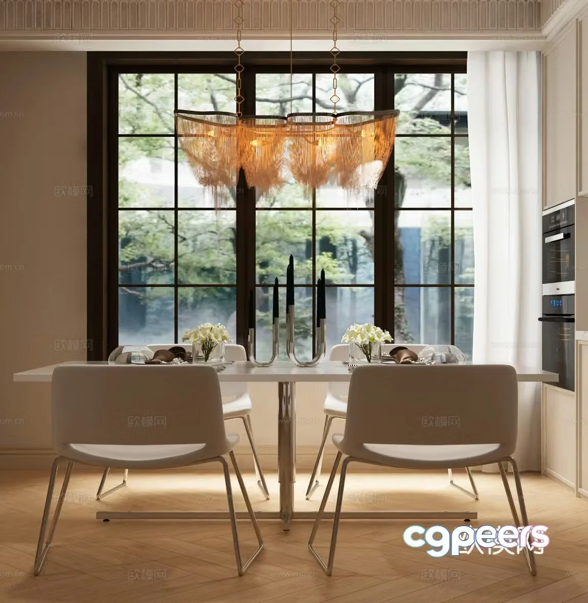 Modern Italian restaurant Modern minimalist restaurant Minimalist dining table and chair combination 3D model