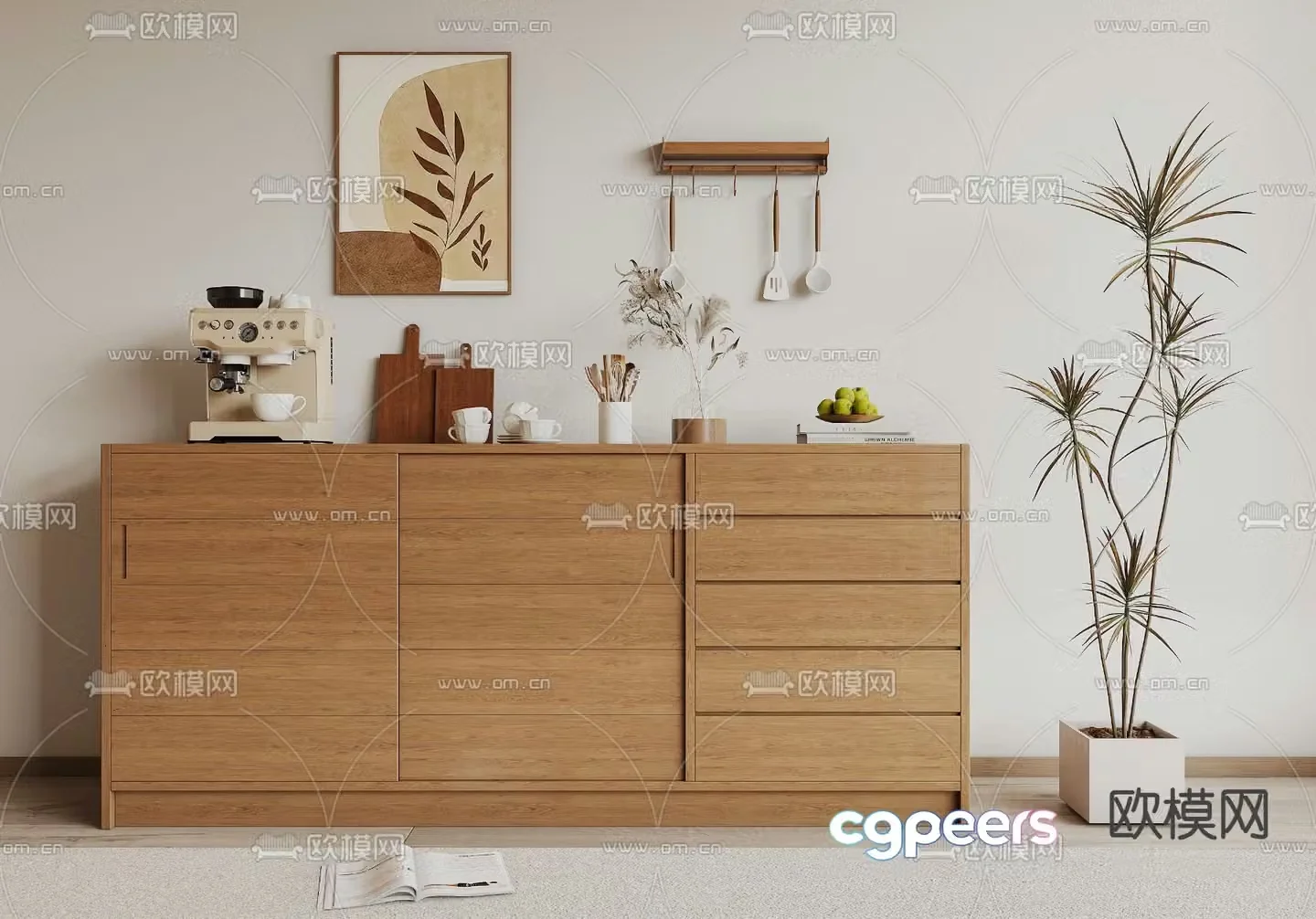 Modern sideboard drawer 3d model