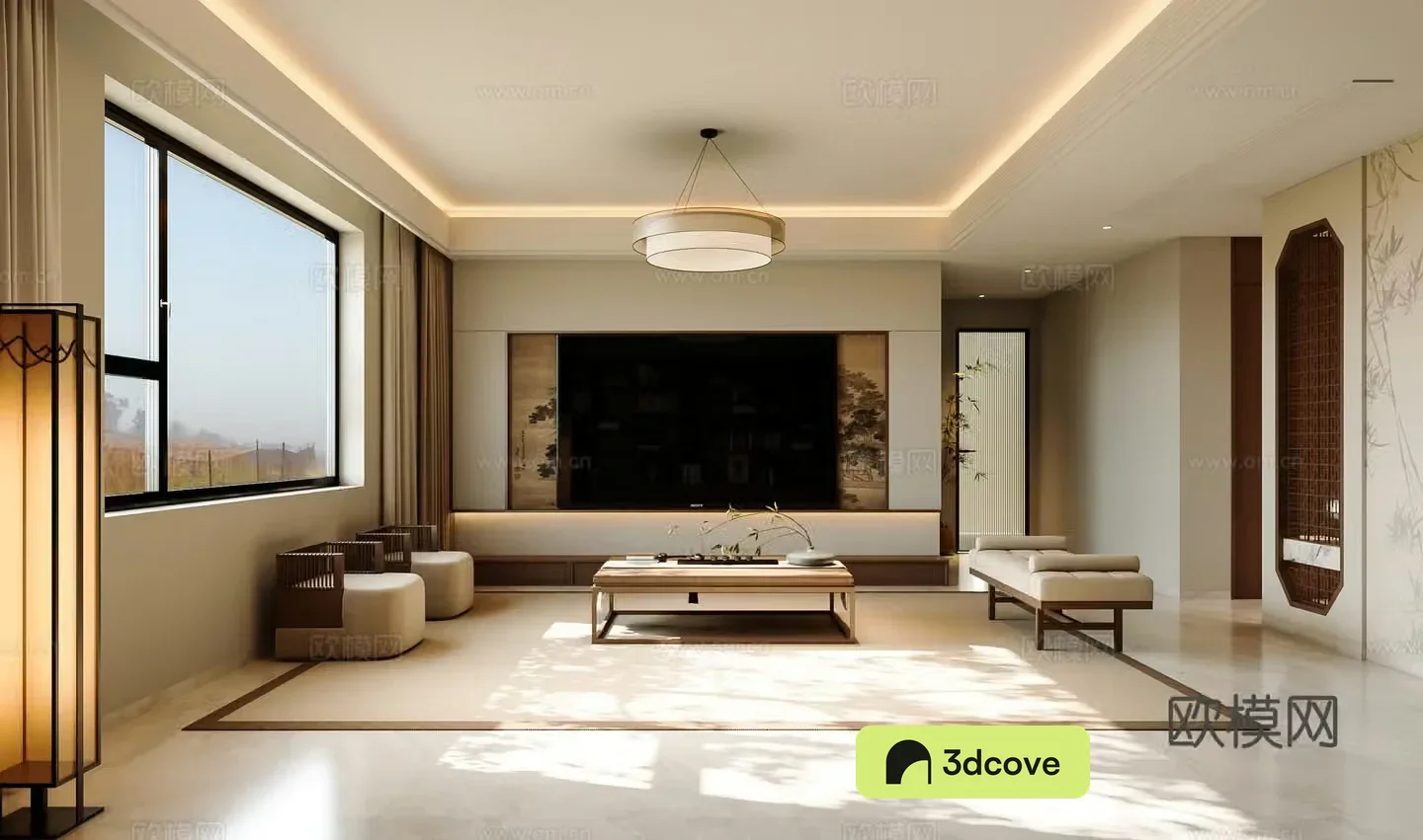 Song style living room TV background wall sofa coffee table combination