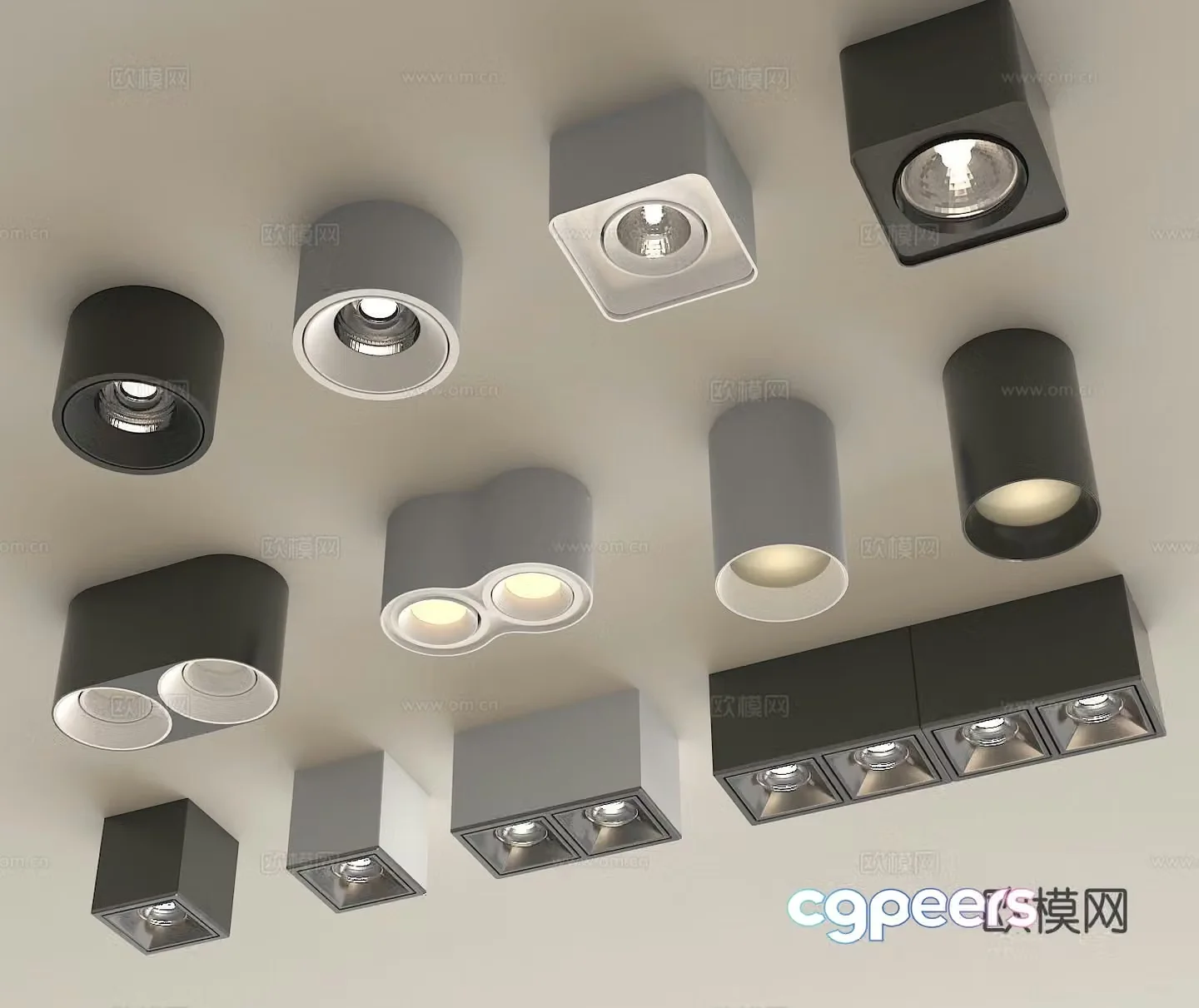 Downlight Spotlight Bull’s Eye Lamp Long Downlight 3d model