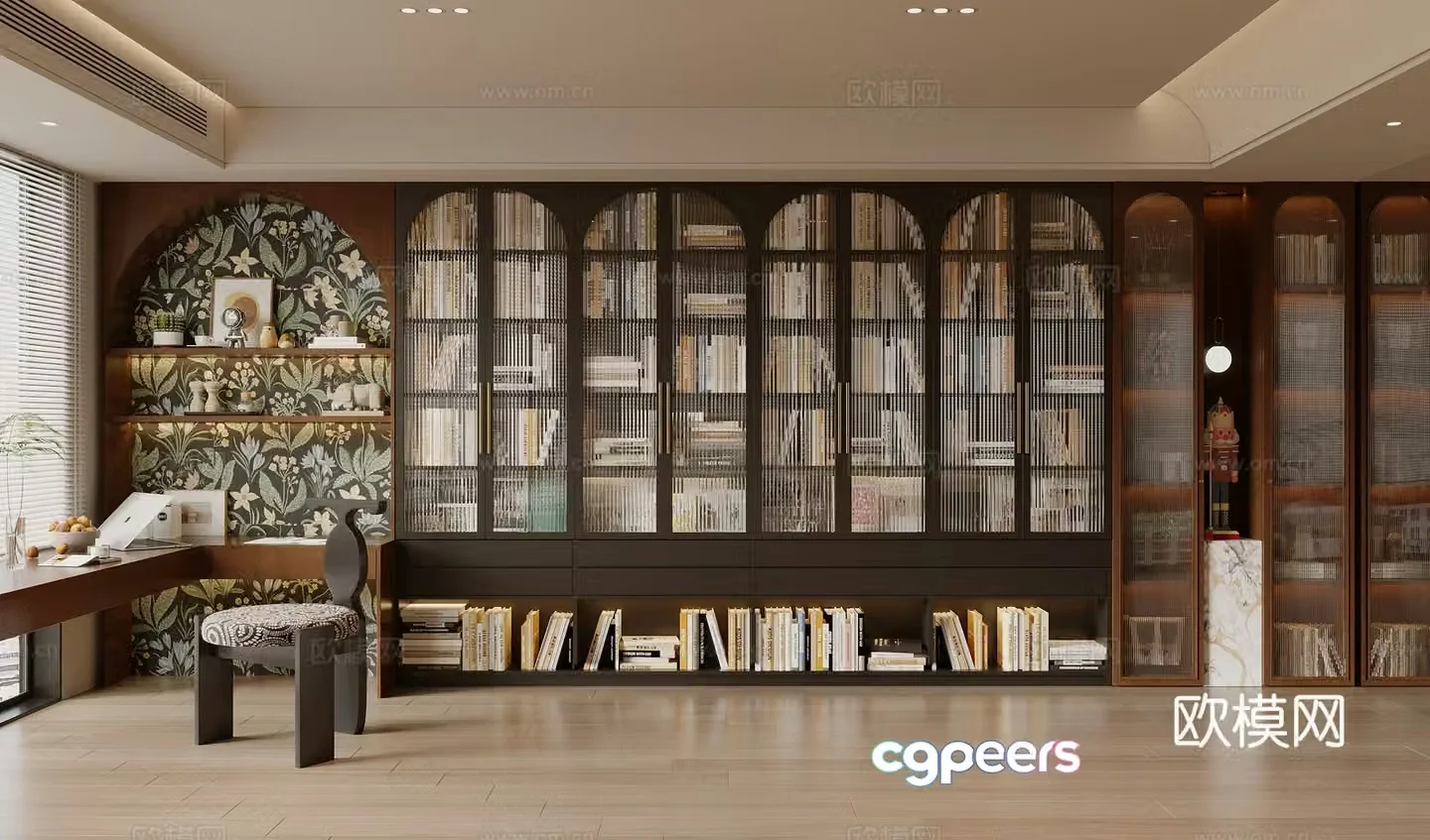 3D model of medieval style bookcase