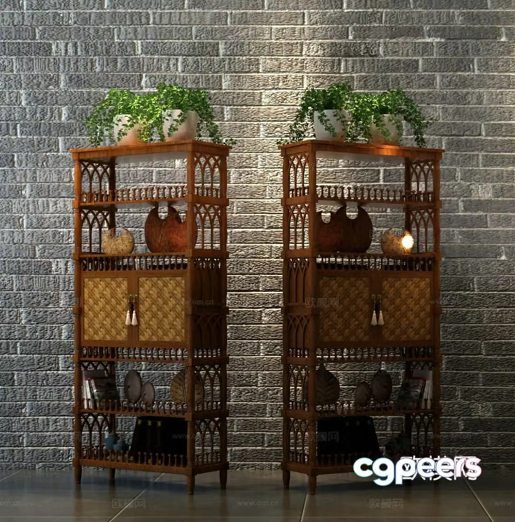 Southeast Asian shelf decorative rack 3D model