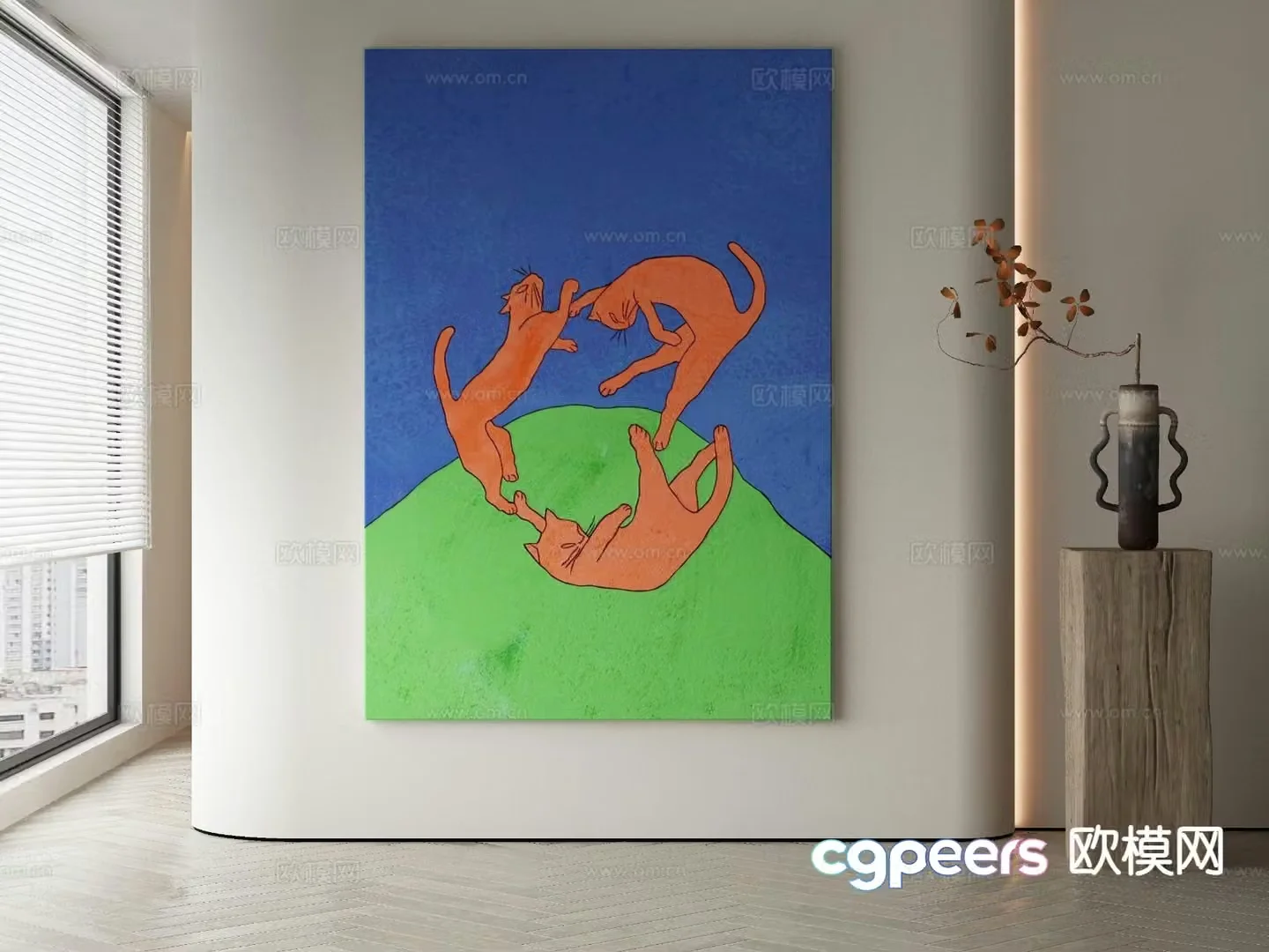 Children’s hanging painting cartoon cat painting 3d model