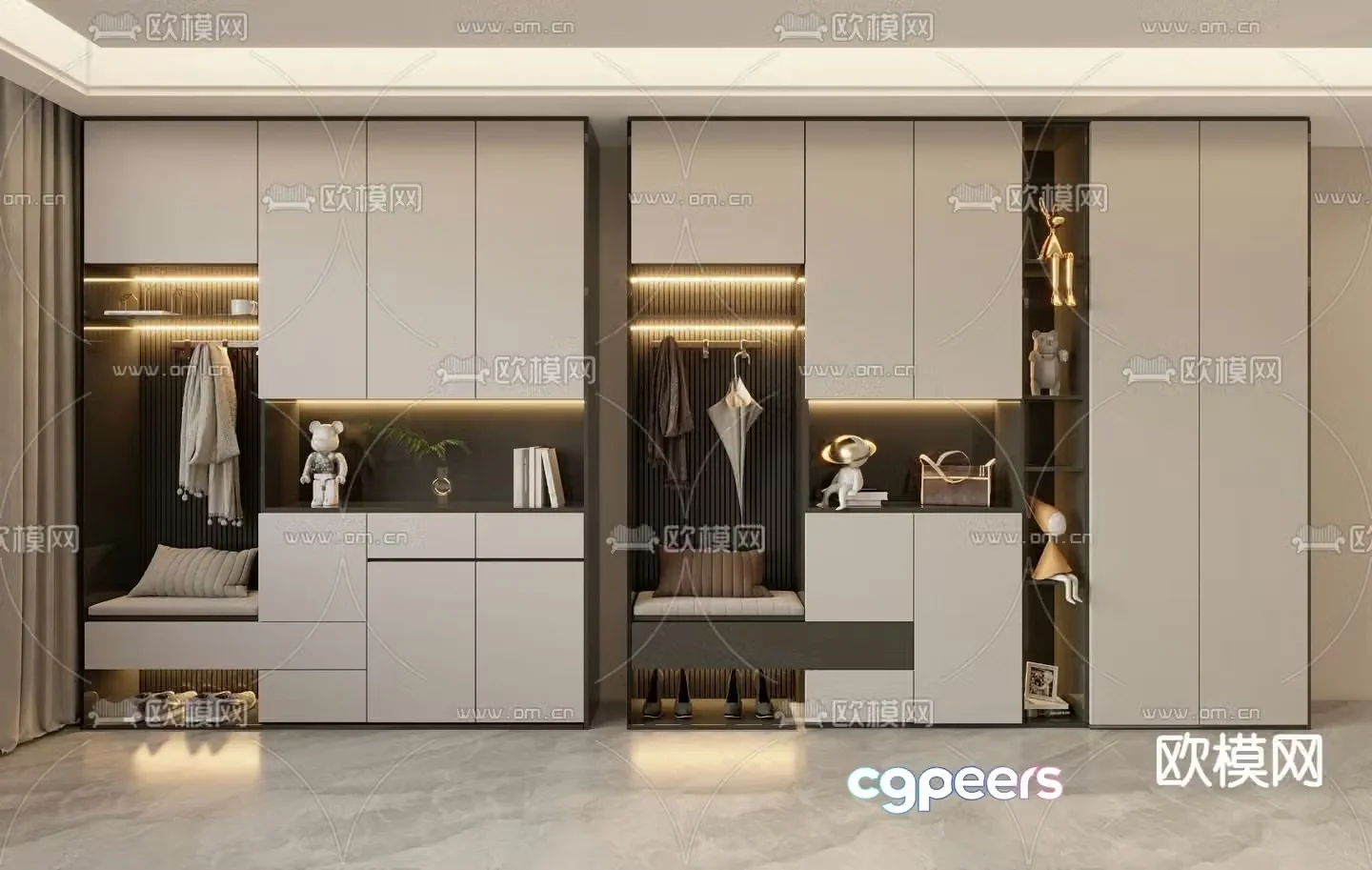 Modern entrance shoe cabinet shoe and hat cabinet 3d model