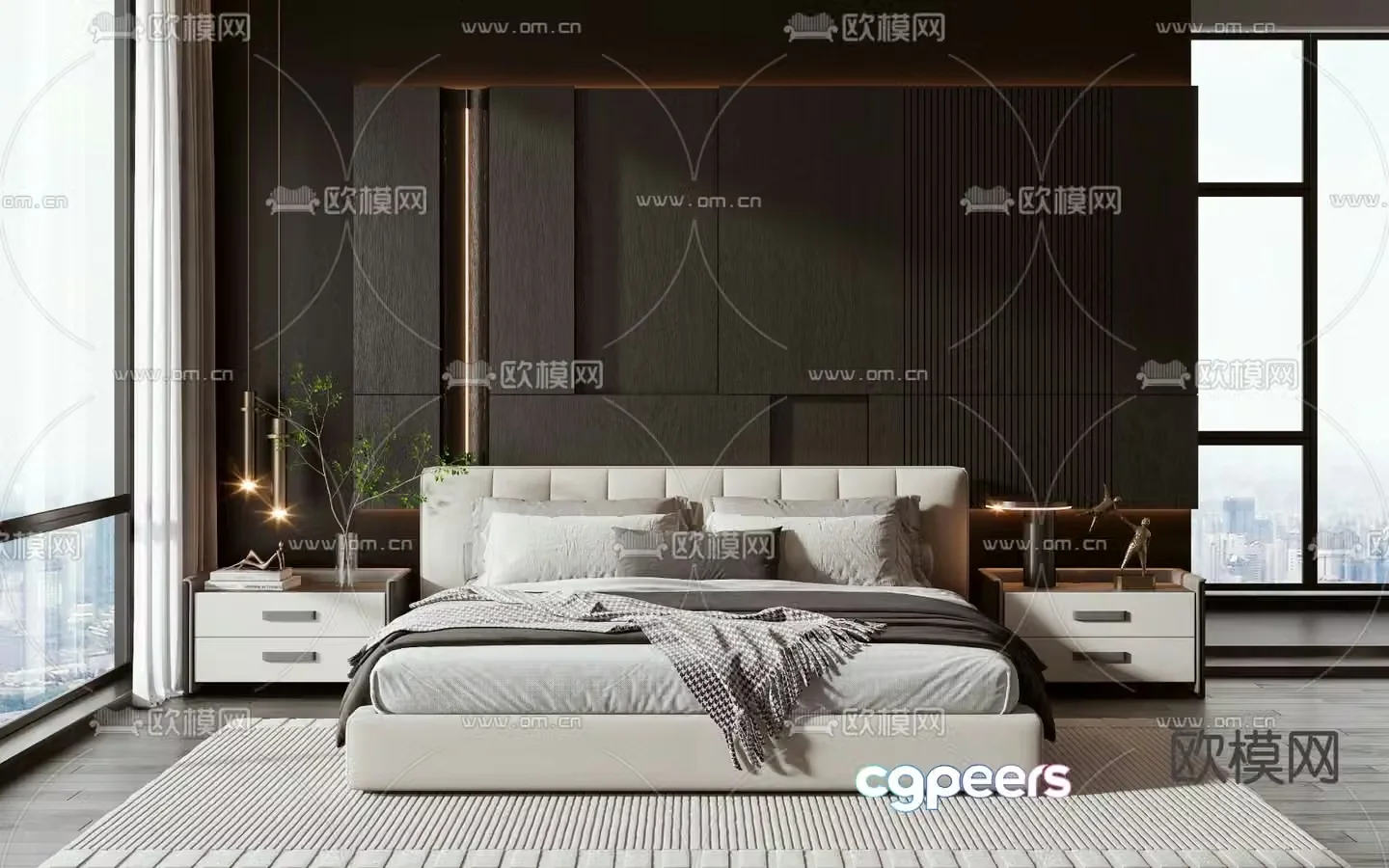 Modern double bed 3d model