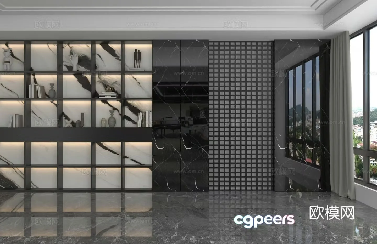 Modern bookcase custom integrated cabinet 3D model