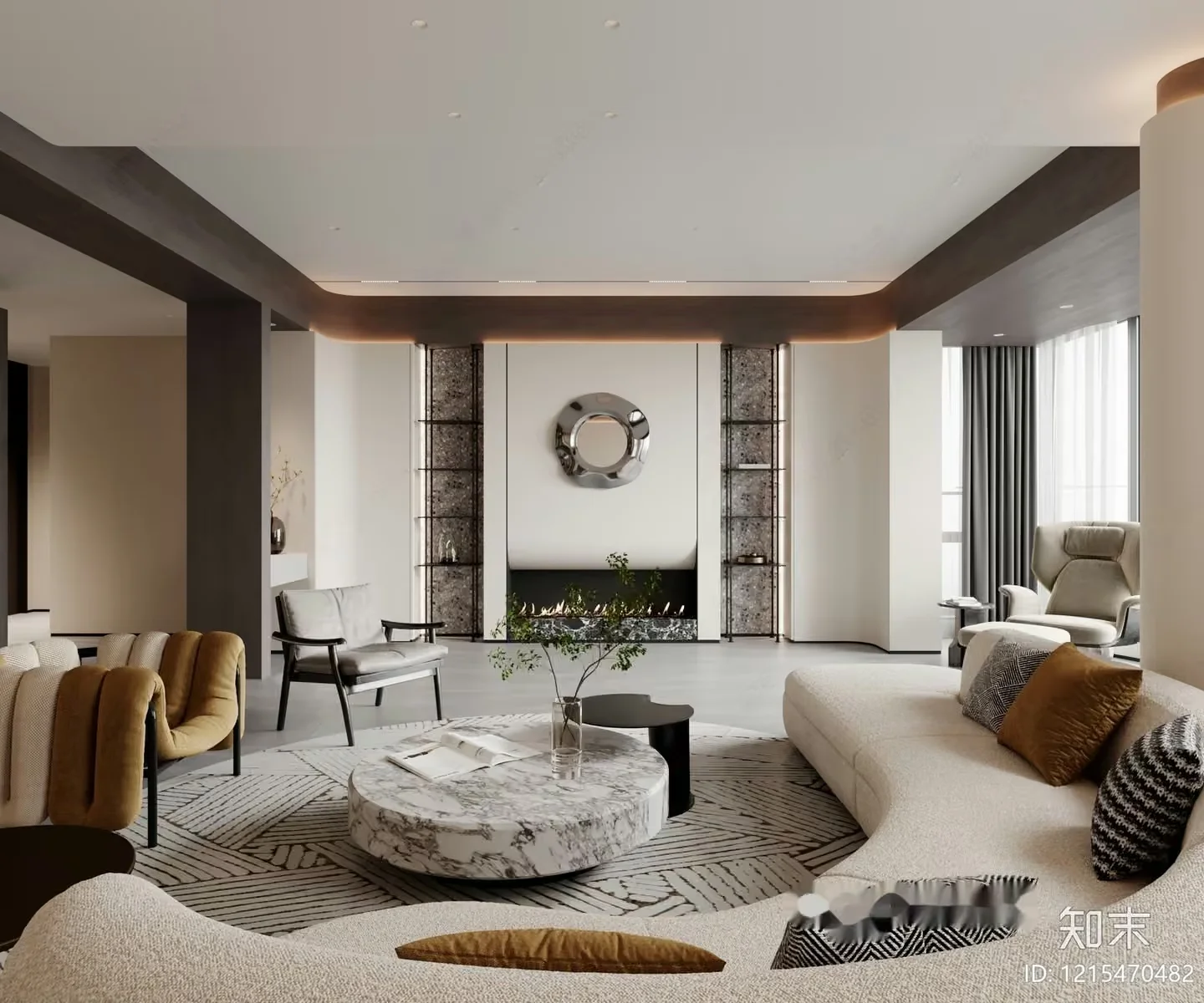 Modern Living Room 3D Model – 22855 – VRAY Render