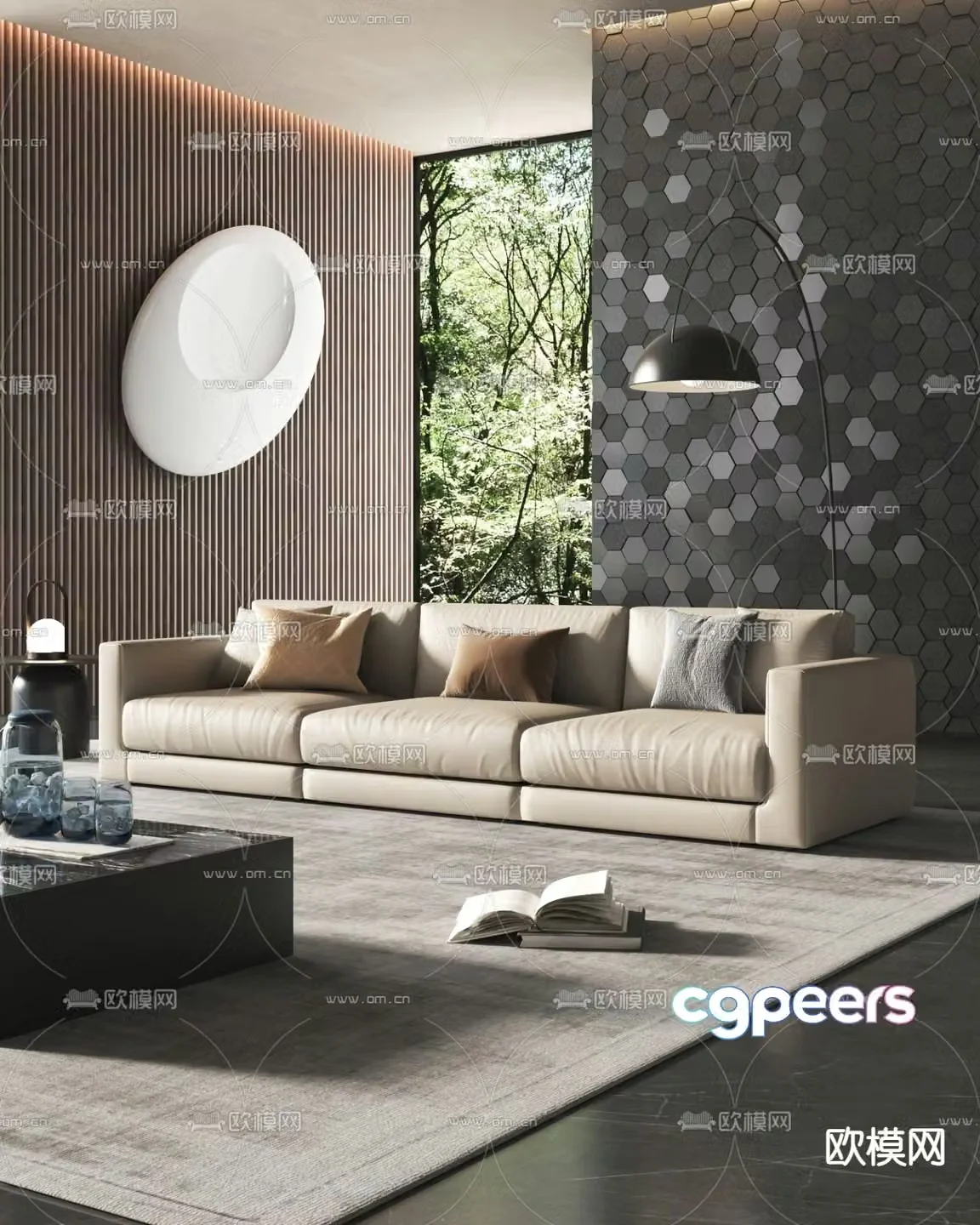 3D model of three seater sofa