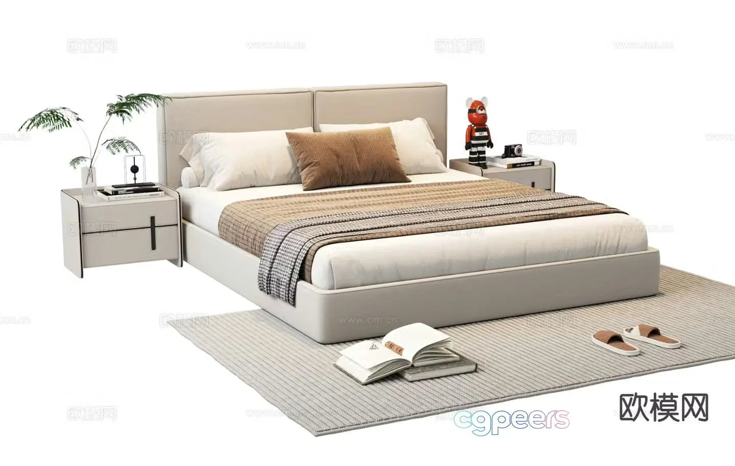Modern double bed 3d model