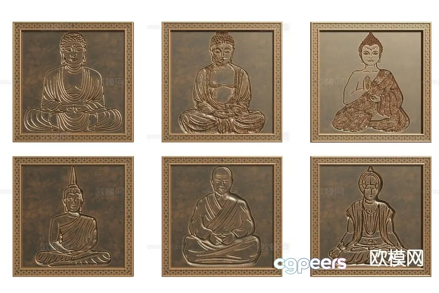 Copper plate carving relief carving 3d model