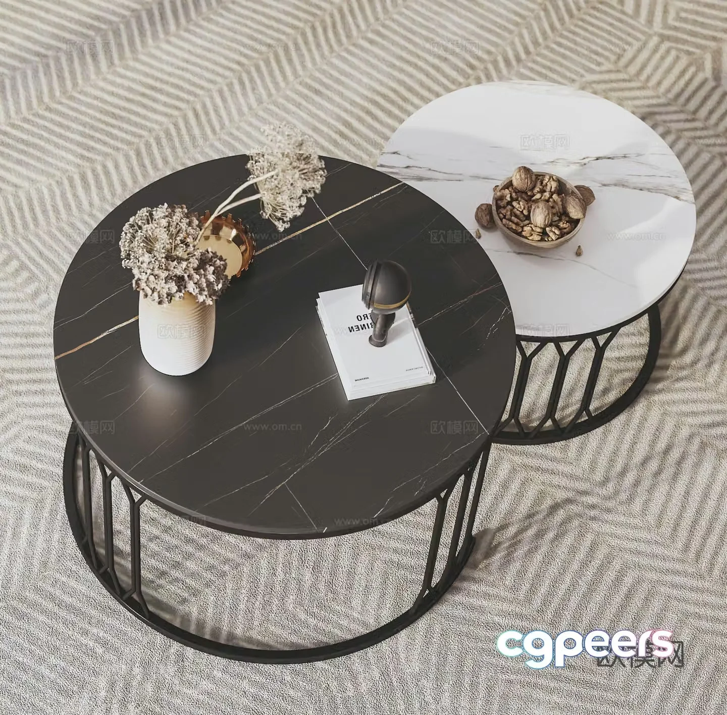 Modern round coffee table Minimalist coffee table Wrought art coffee table Nordic coffee table Nut decoration ornament 3D model