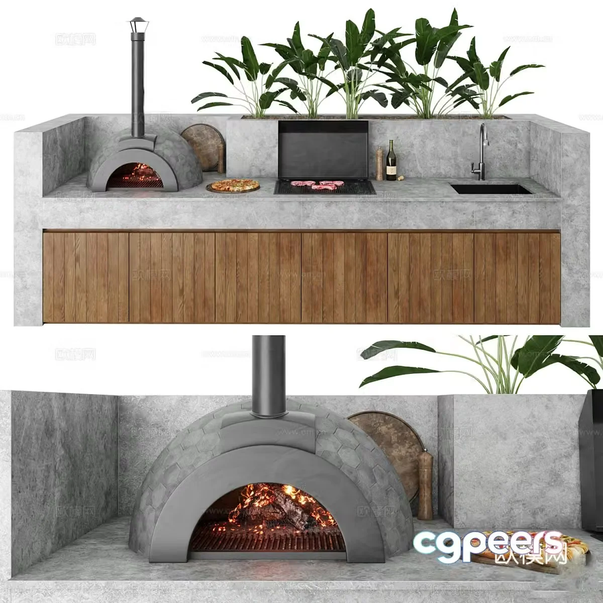 Modern outdoor barbecue 3d model