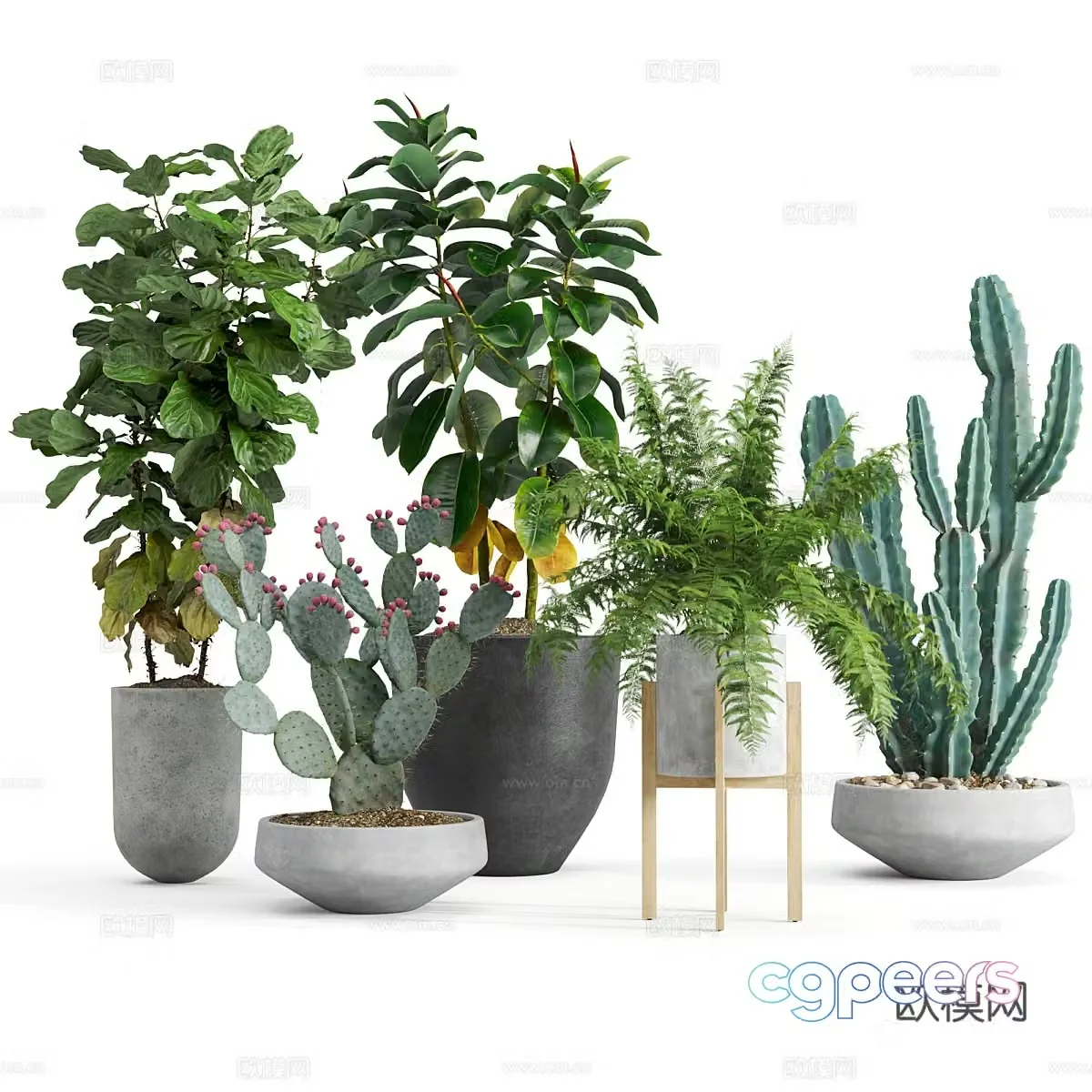 Modern green bonsai pot 3d model