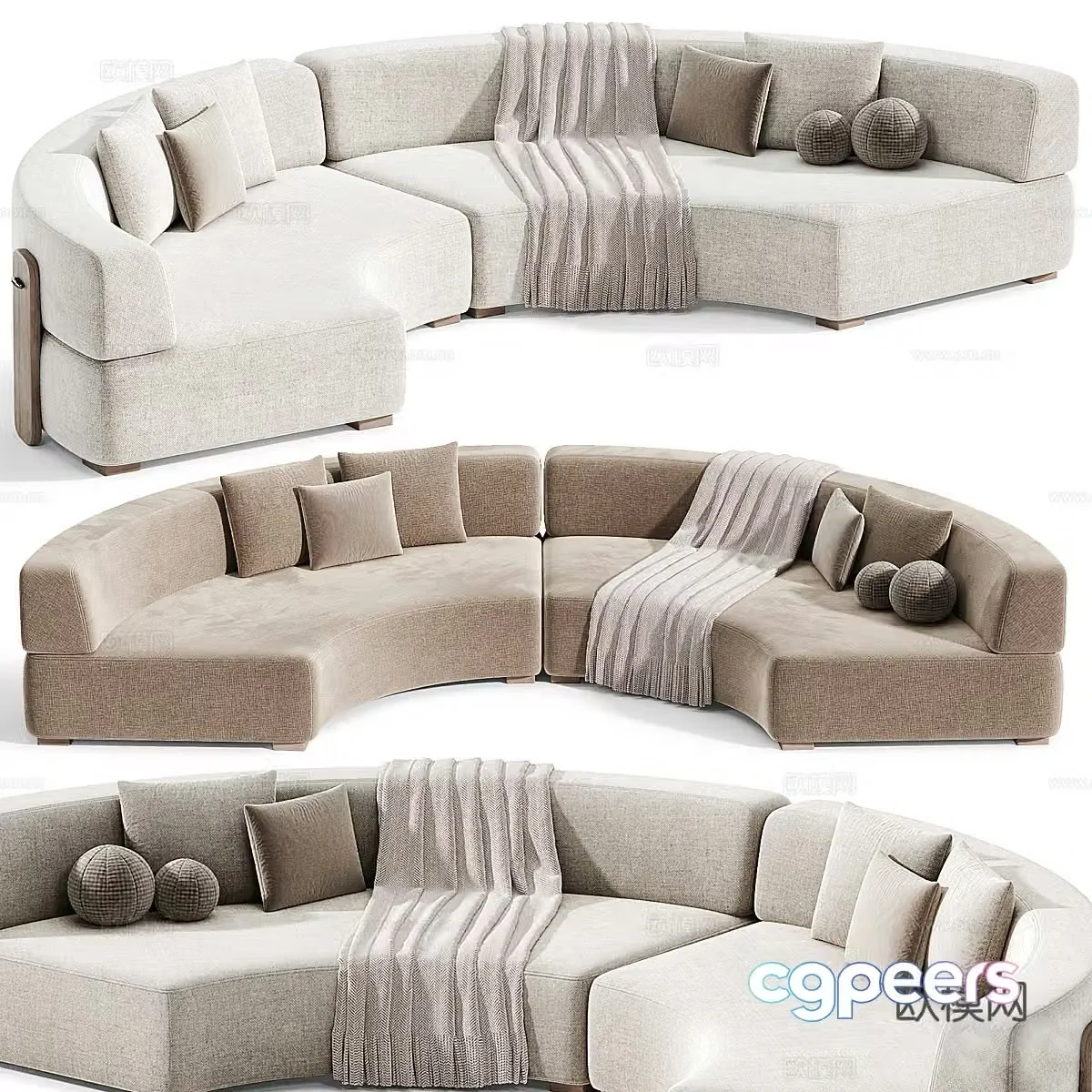 Creamy sofa special-shaped sofa curved sofa sofa booth casual sofa villa sofa 3d model