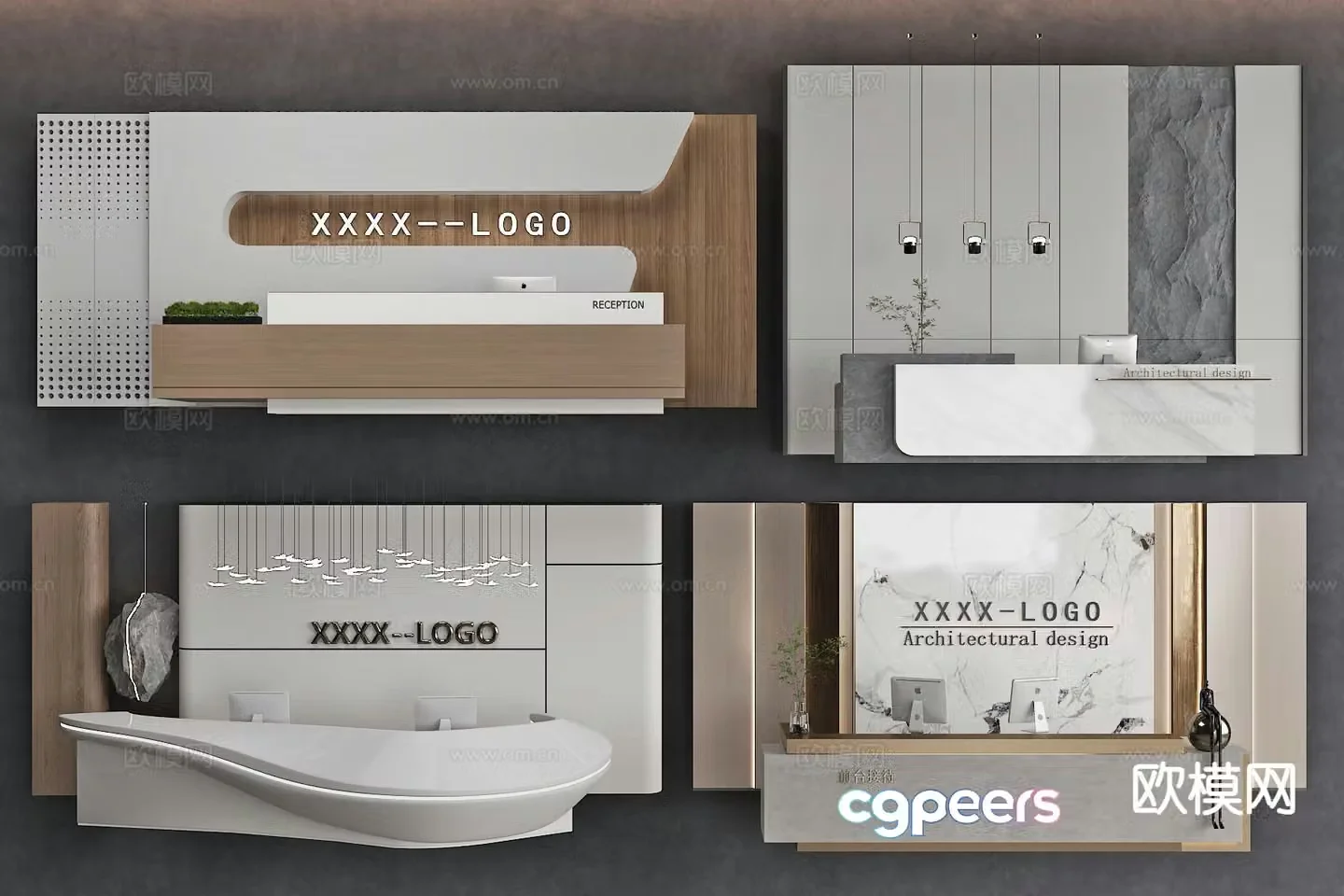 Modern front desk reception desk service desk 3d model