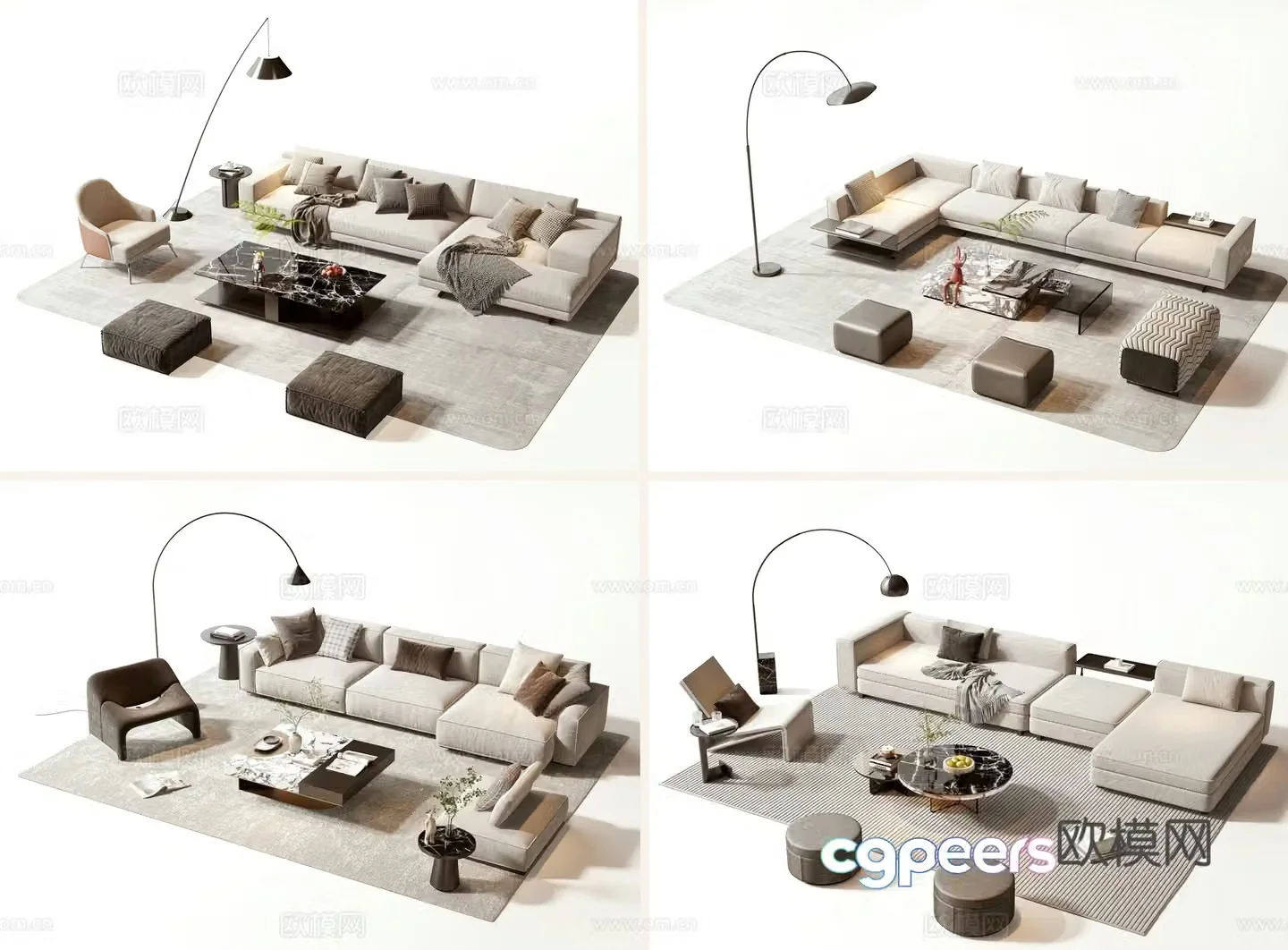 Modern sofa coffee table set 3d model