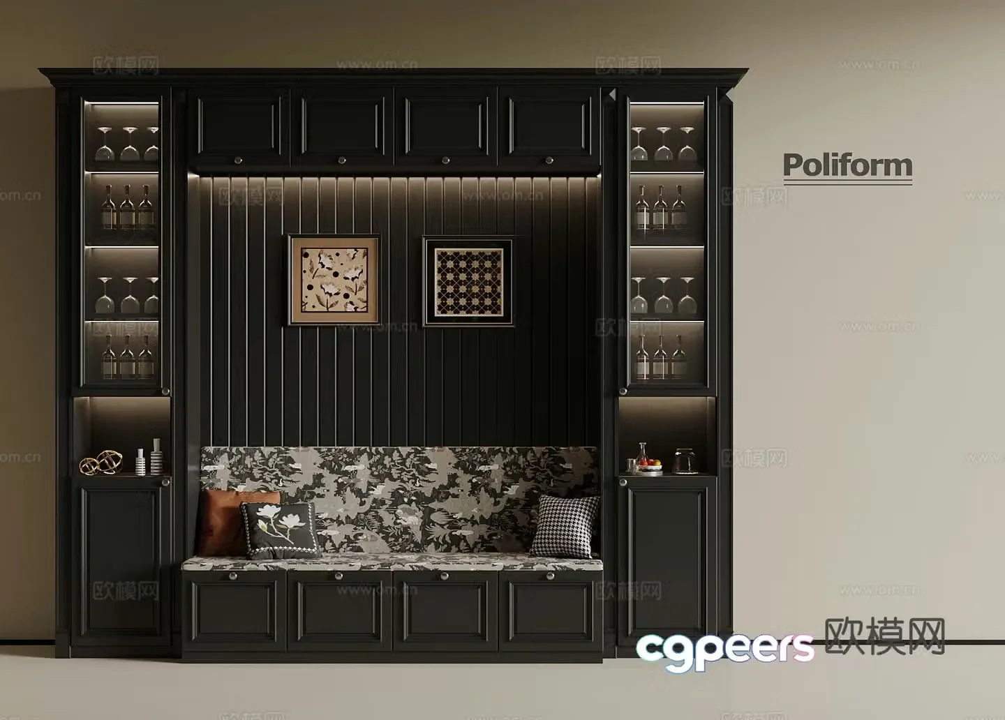 American style deck wine cabinet 3D model