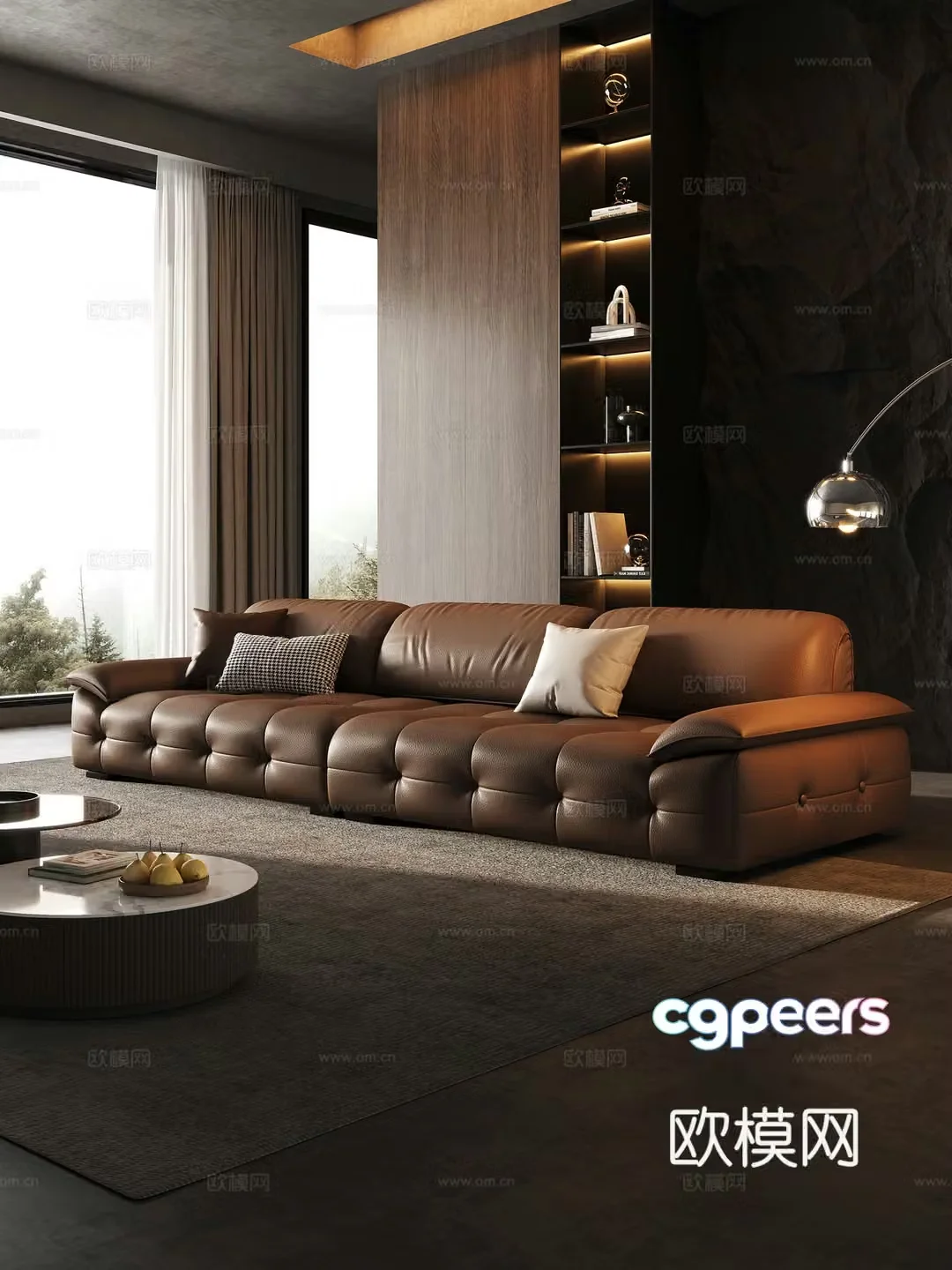 Italian minimalist three-person sofa 3D model