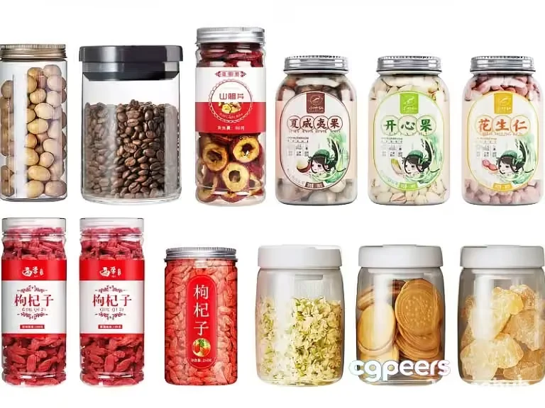 Multiple Jars Of Food 3D Model – 22867 – VRAY Render