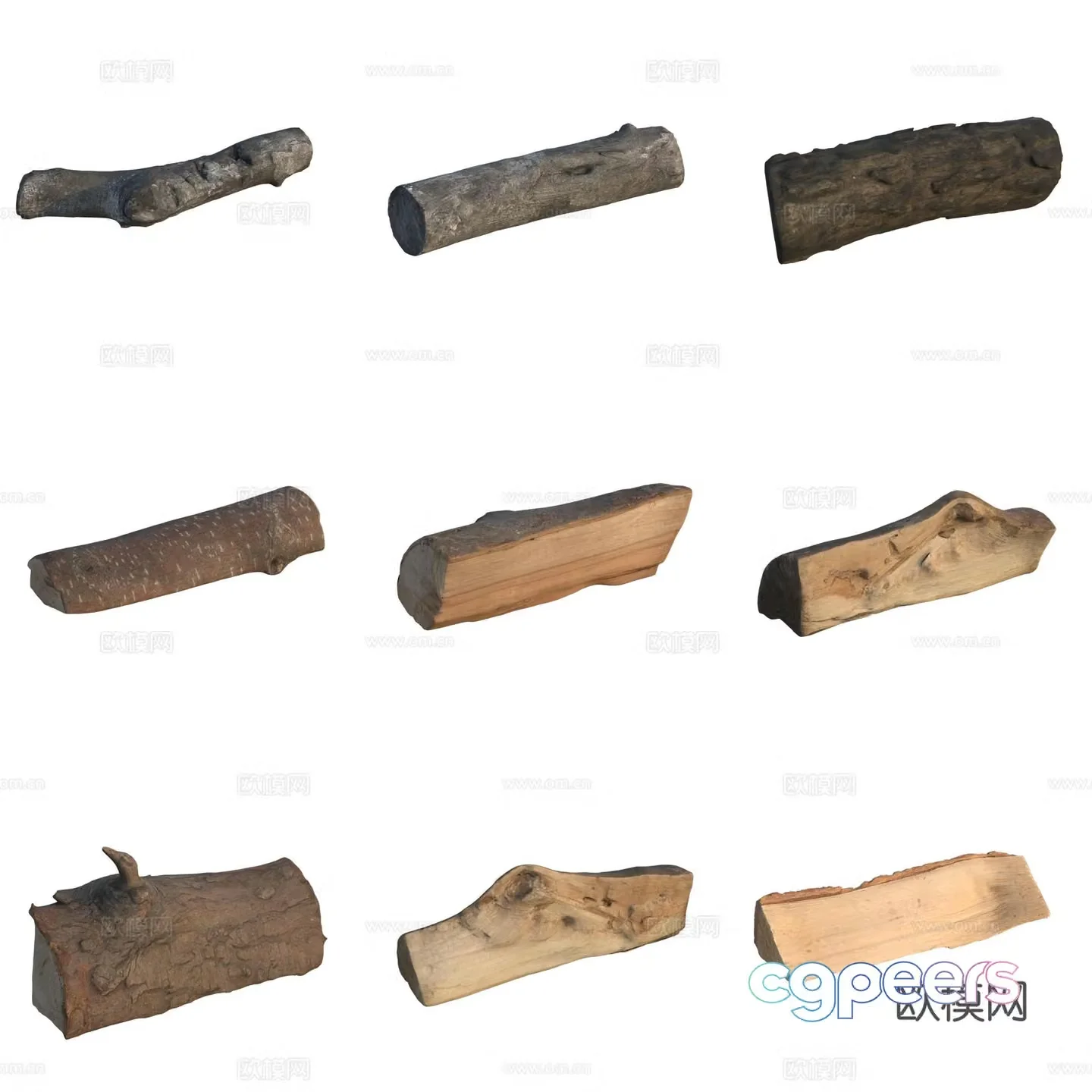 Firewood Wood Charcoal 3d model