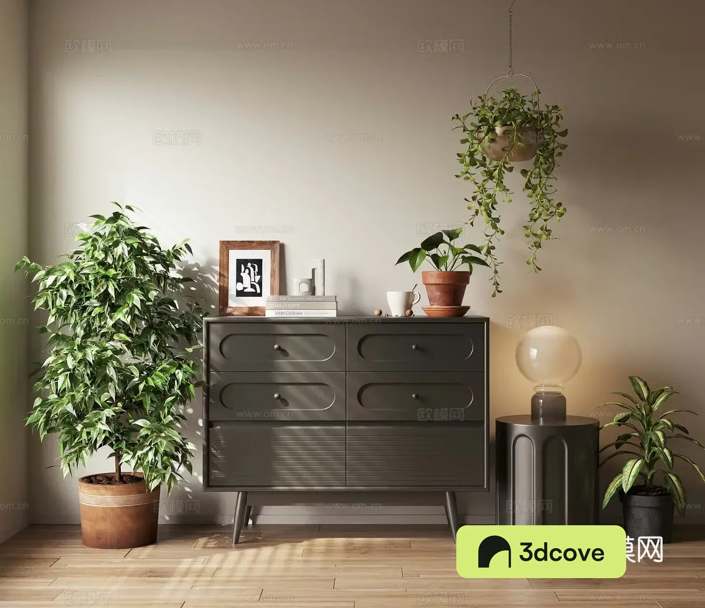 low cabinet chest cabinet decoration cabinet ornament side potted plants