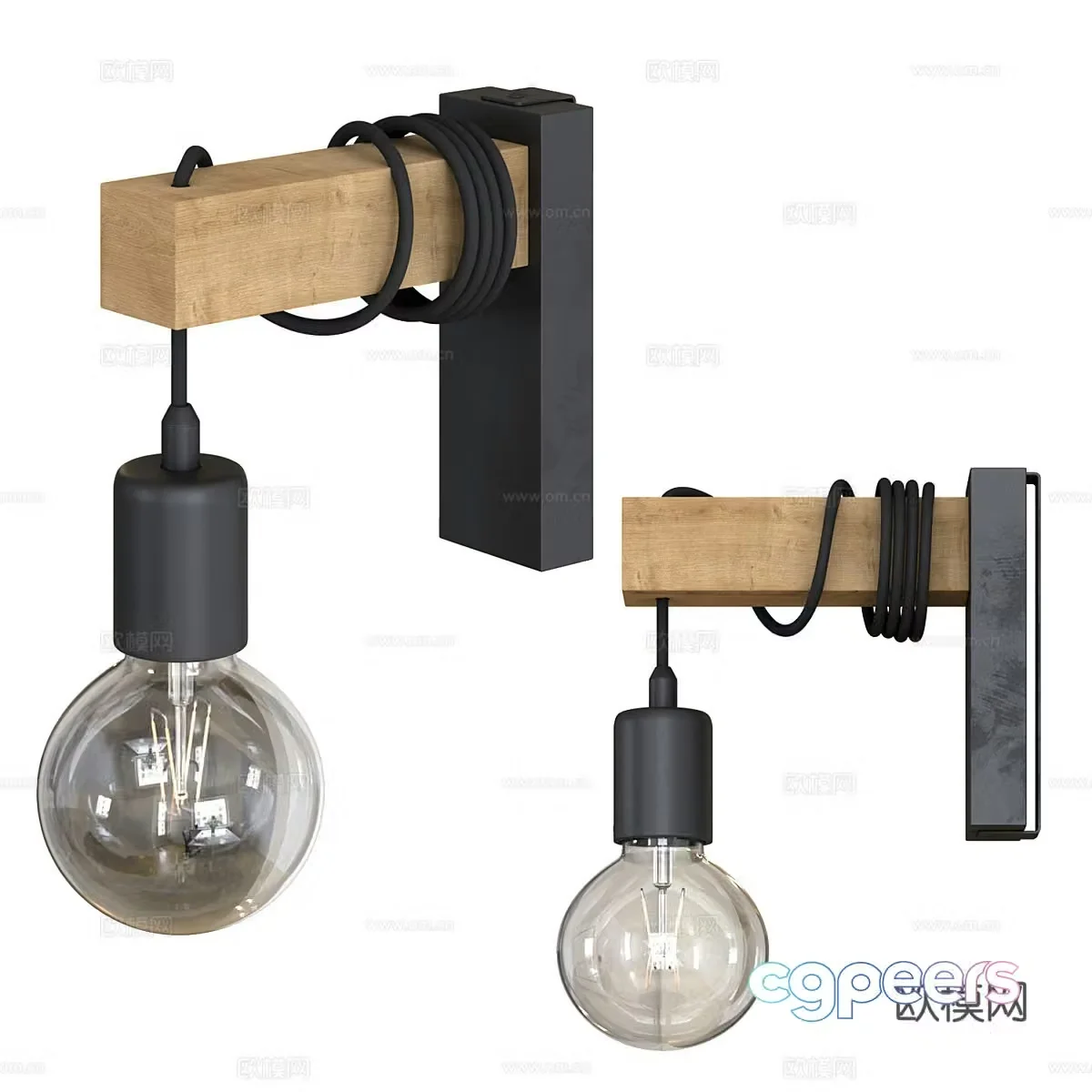 Industrial style wall lamp 3d model