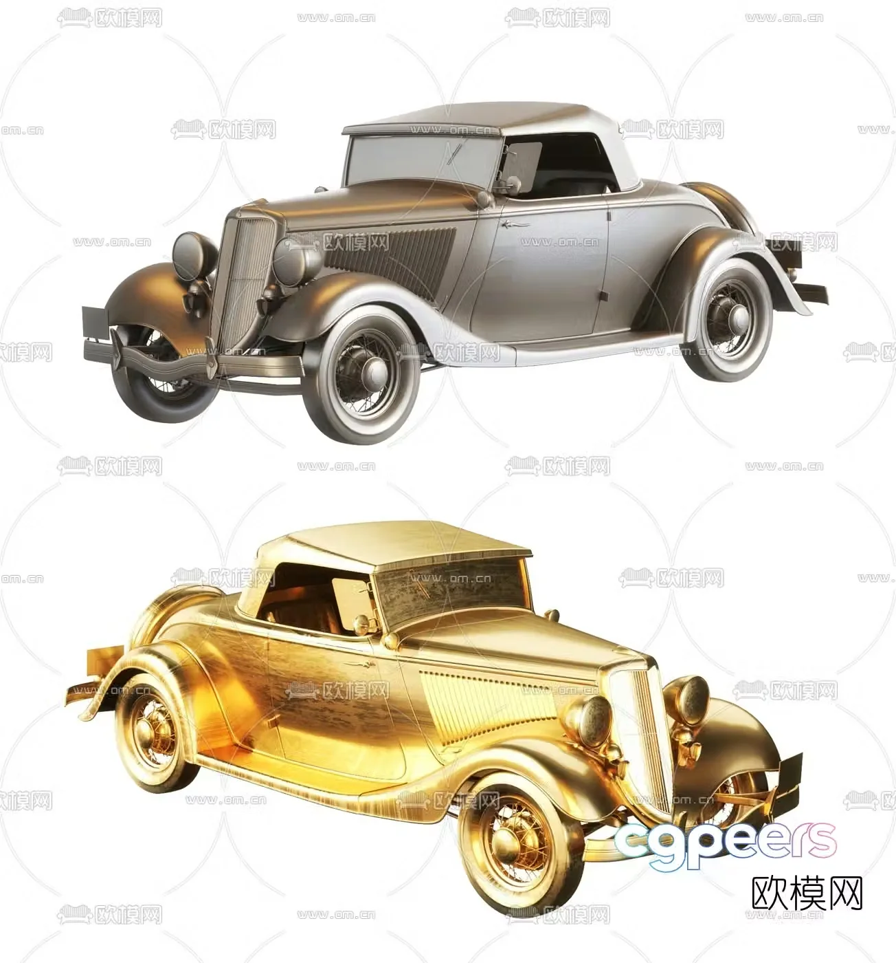 Modern metallic Ford vintage car toy 3d model