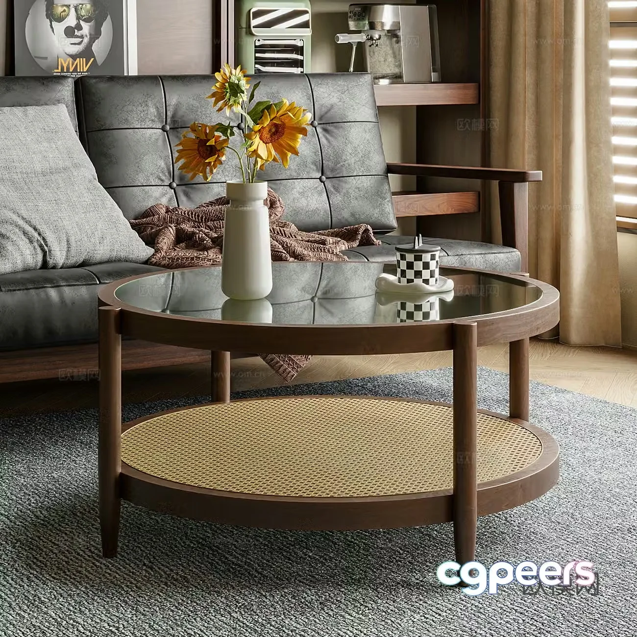Medium style round coffee table 3D model