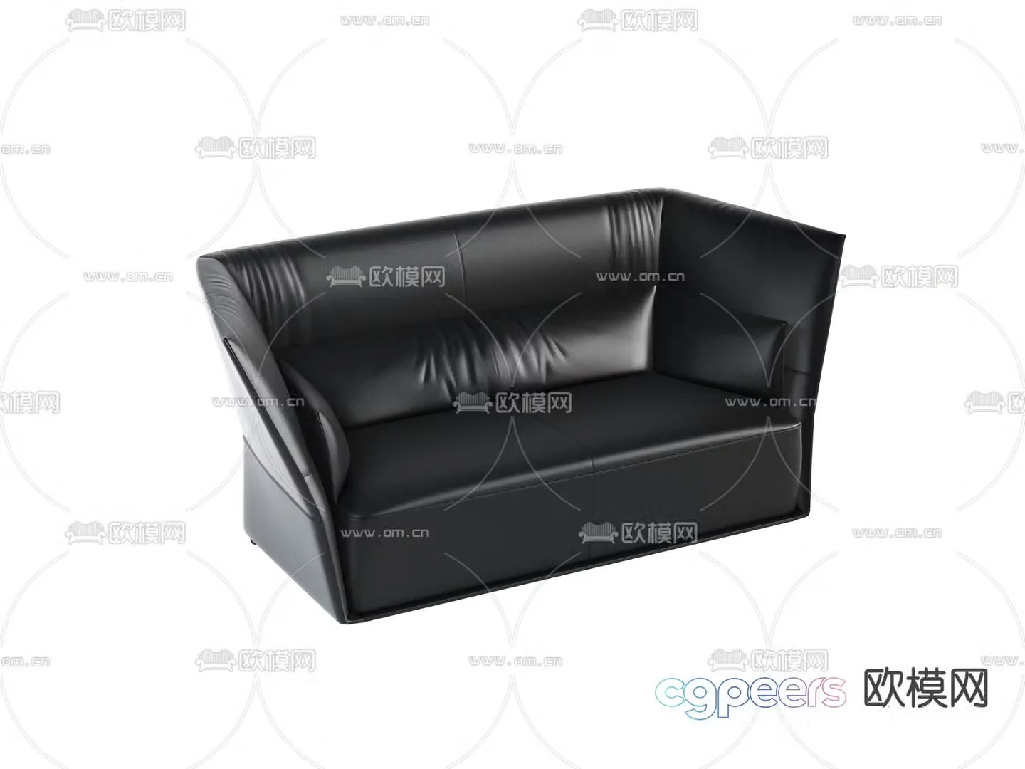 Two-person sofa casual sofa leather sofa 3d model