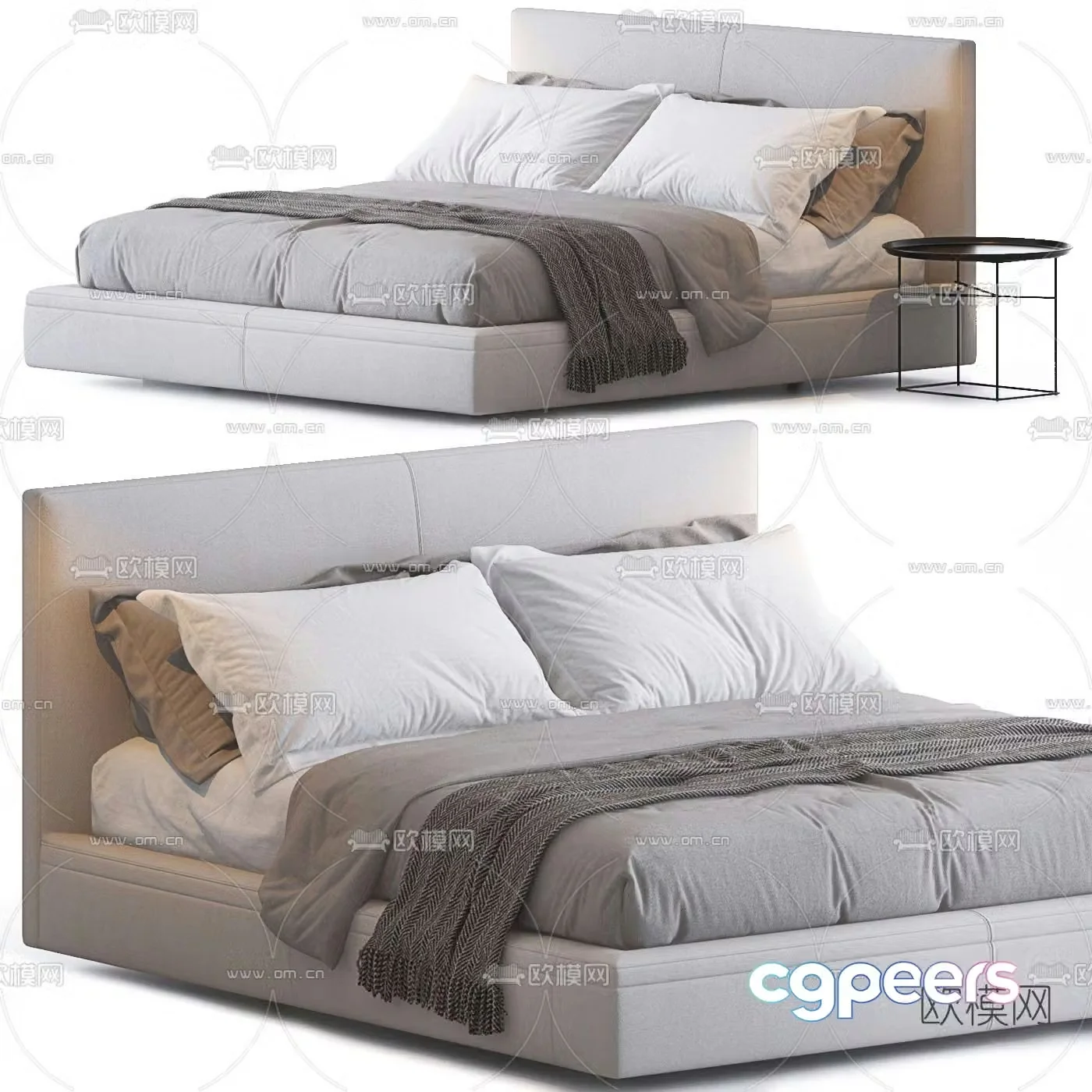B&B Italia modern double bed 3d model