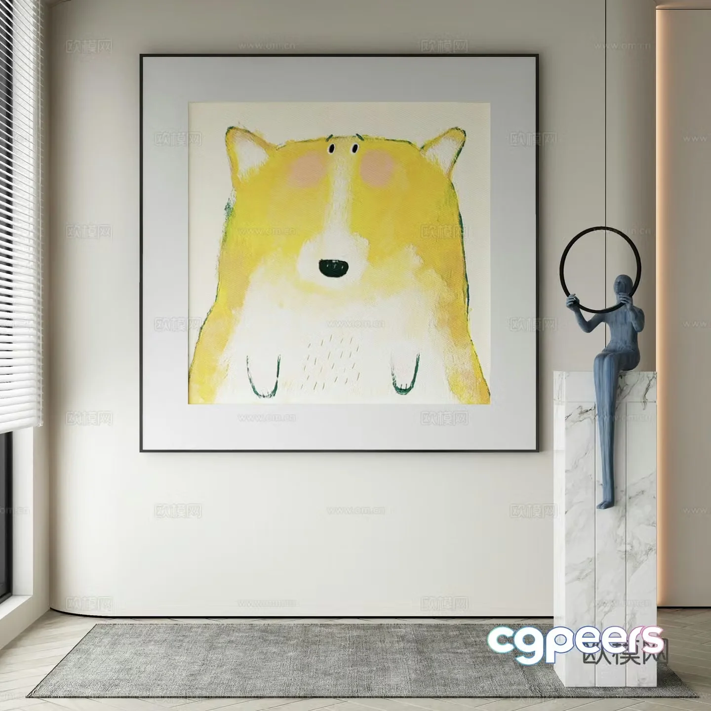Wasabi hanging painting oil painting 3d model