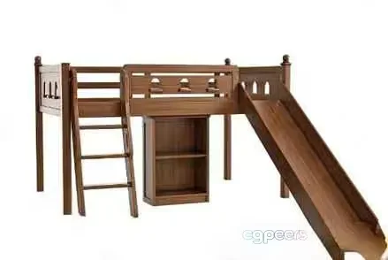 Wooden Loft Bed With Slide 3D Model – 9584 – VRAY Render