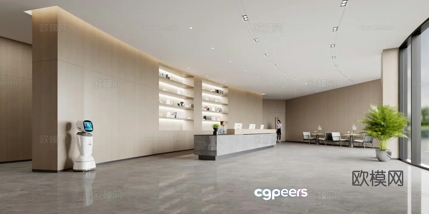 Modern office reception hall 3d model