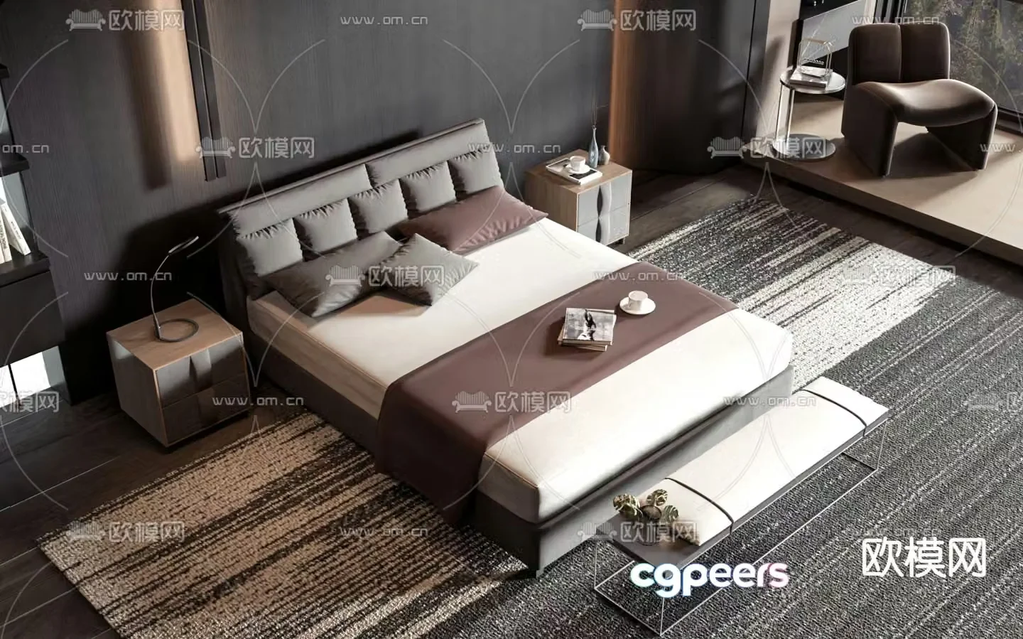 Commercial bed double bed 3d model