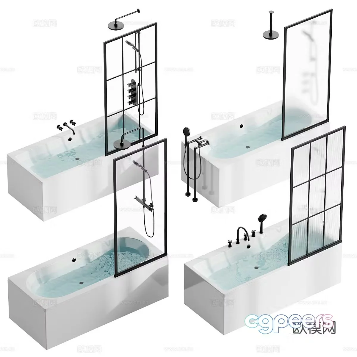 Modern Villeroy Shower Bathtub 3d Model