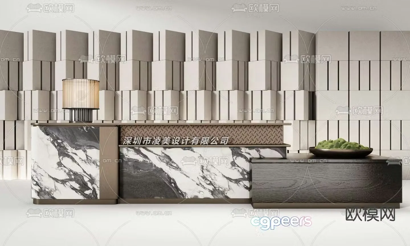 Front desk reception desk service desk information desk 3d model