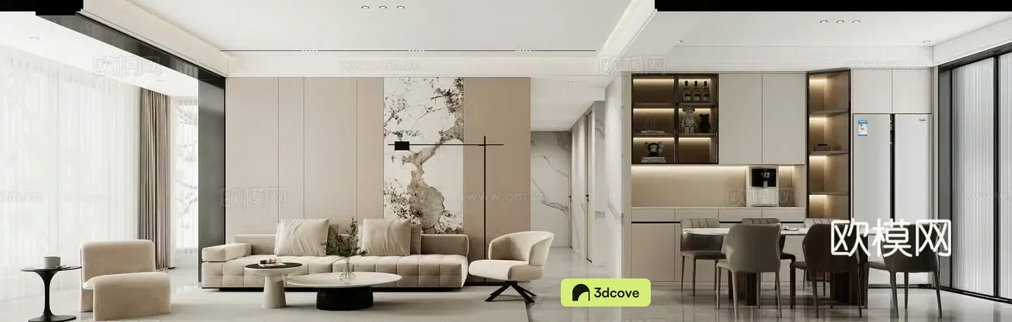 Modern living and dining room