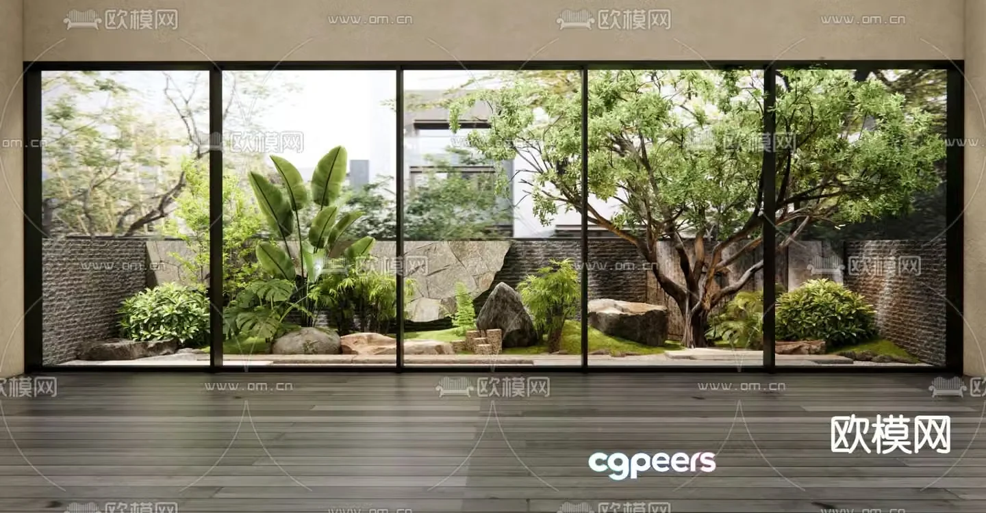 Courtyard landscape plant landscaping 3d model